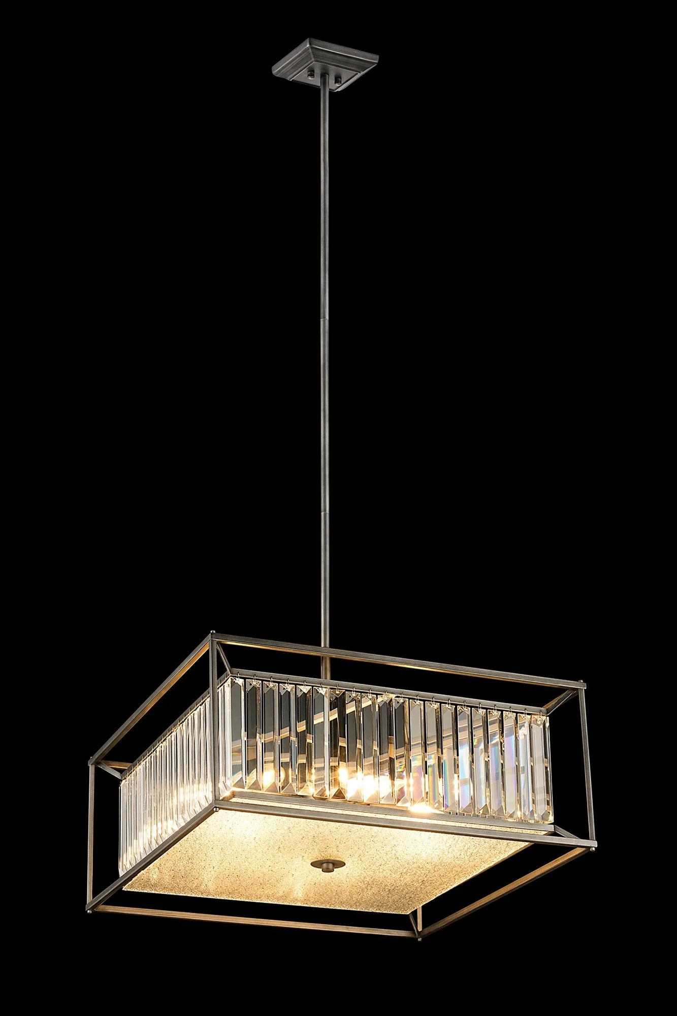 Attica Fixed Crystal Centre Ceiling Light/Semi Flush Light, 4/6/12Lt x E14, Pewter & Clear & Grain Glass - Image 10