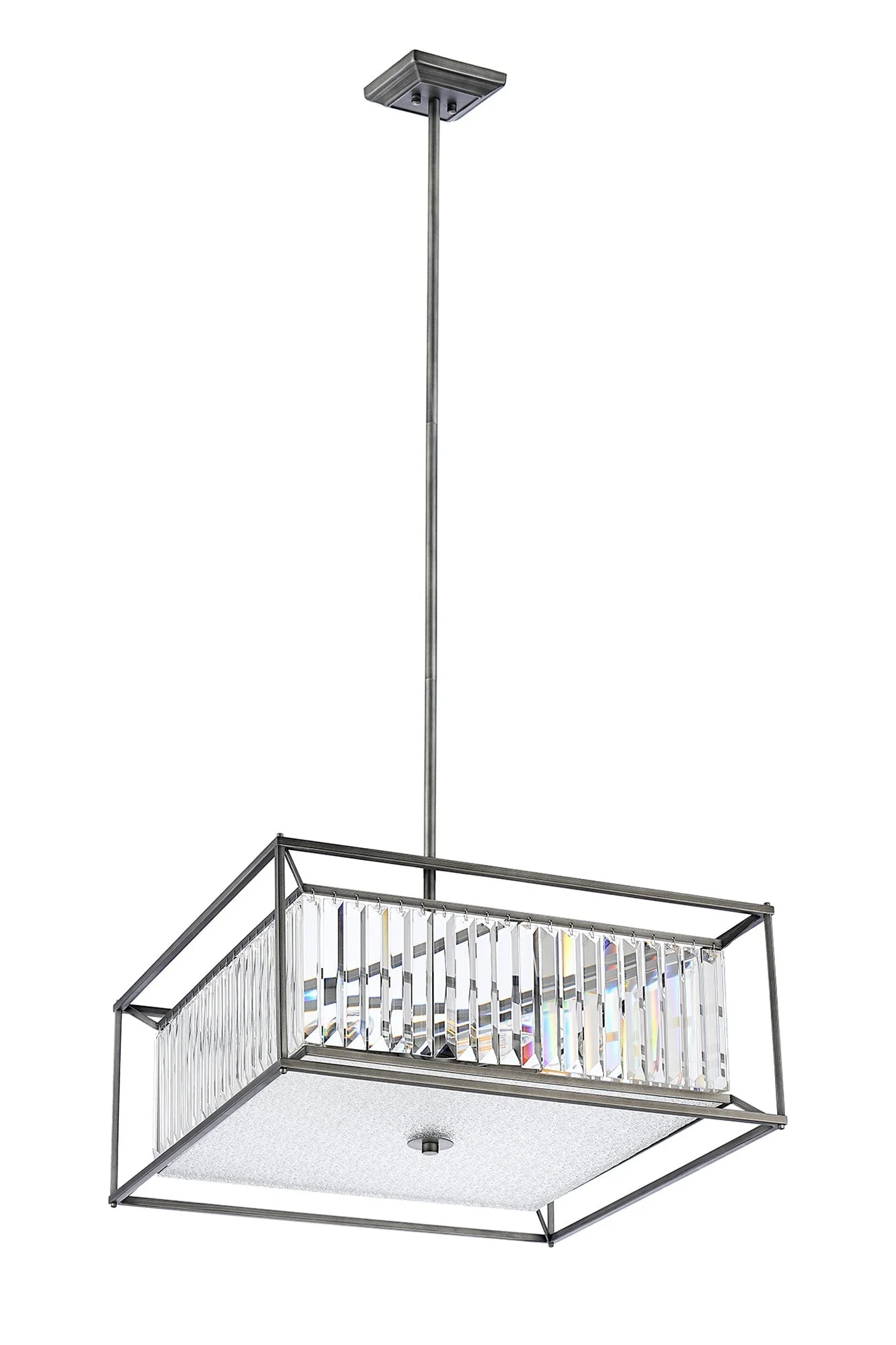 Attica Fixed Crystal Centre Ceiling Light/Semi Flush Light, 4/6/12Lt x E14, Pewter & Clear & Grain Glass - Image 11