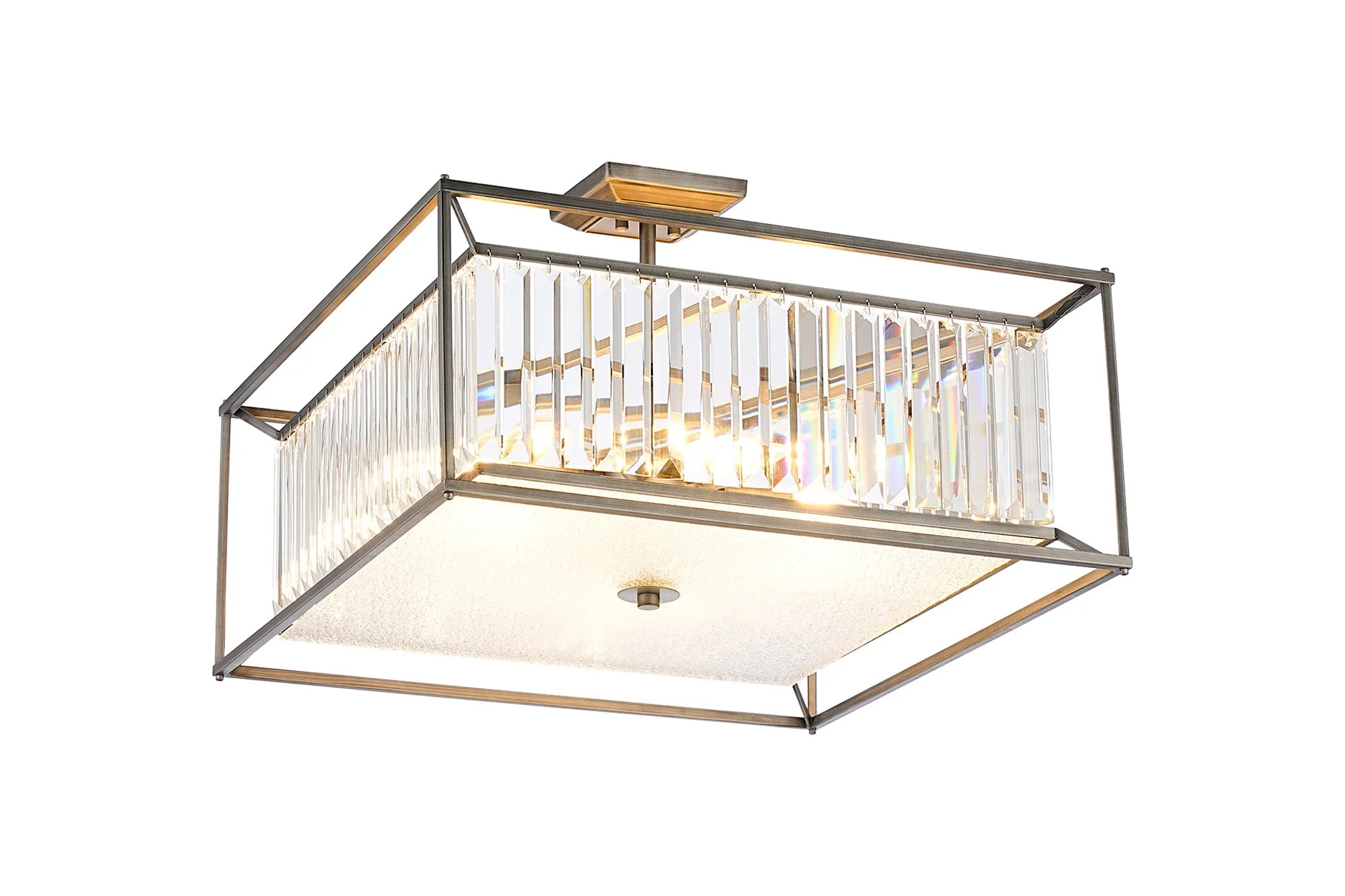 Attica Fixed Crystal Centre Ceiling Light/Semi Flush Light, 4/6/12Lt x E14, Pewter & Clear & Grain Glass - Image 12
