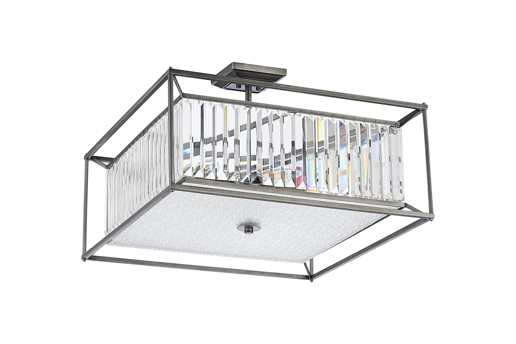 Attica Fixed Crystal Centre Ceiling Light/Semi Flush Light, 4/6/12Lt x E14, Pewter & Clear & Grain Glass - Image 13