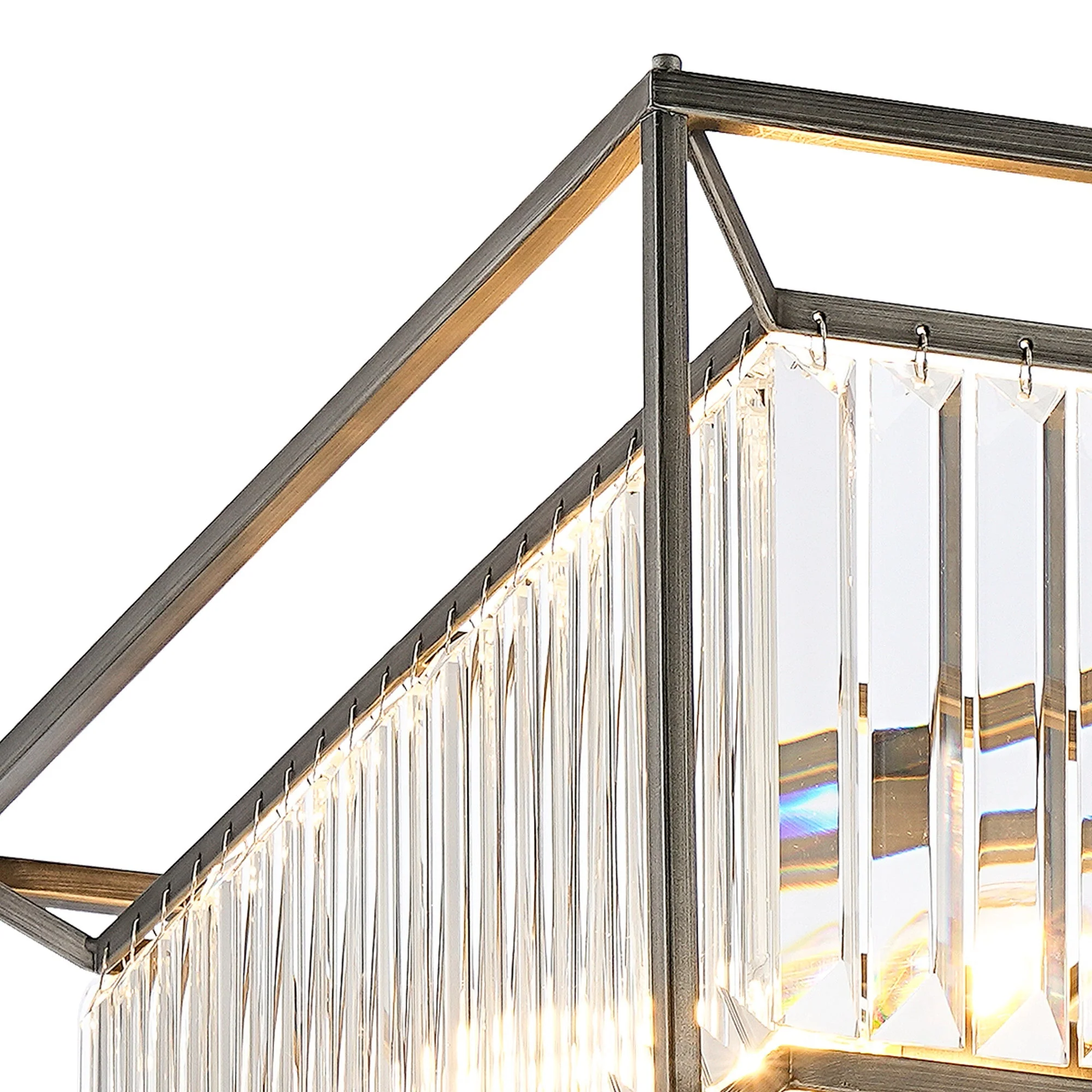 Attica Fixed Crystal Centre Ceiling Light/Semi Flush Light, 4/6/12Lt x E14, Pewter & Clear & Grain Glass - Image 15