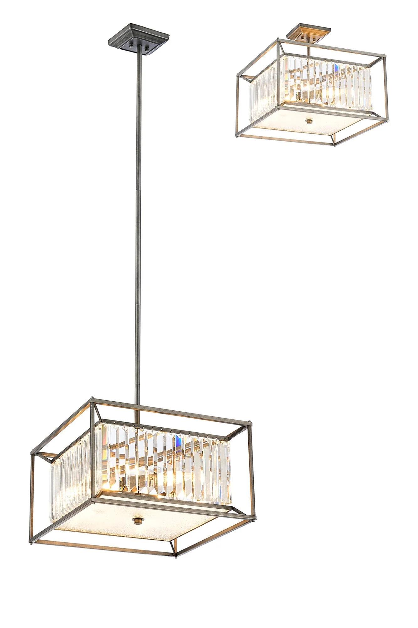 Attica Fixed Crystal Centre Ceiling Light/Semi Flush Light, 4/6/12Lt x E14, Pewter & Clear & Grain Glass - Image 17