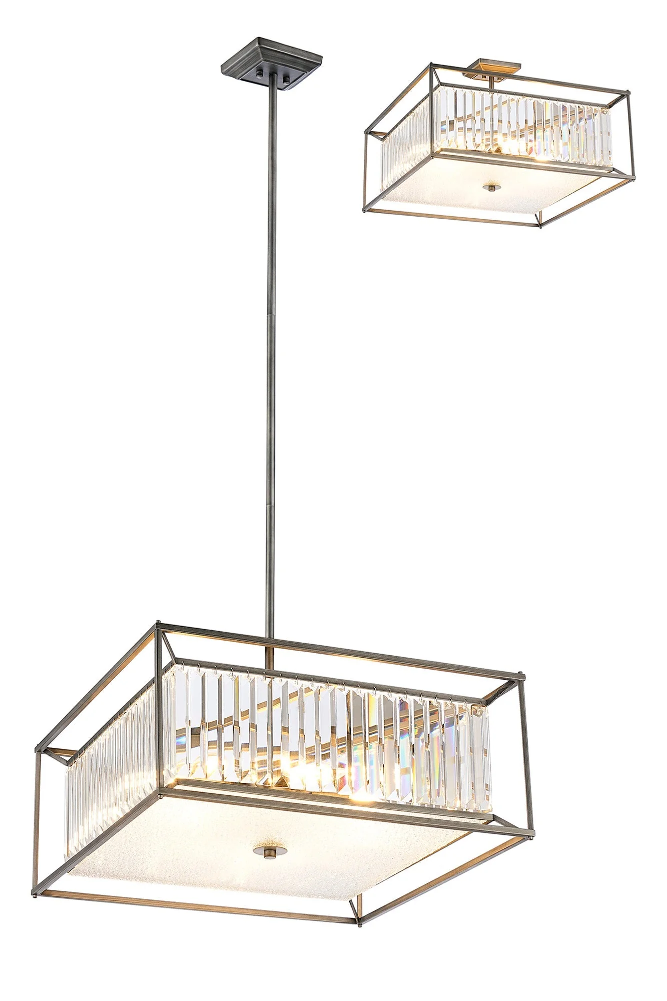 Attica Fixed Crystal Centre Ceiling Light/Semi Flush Light, 4/6/12Lt x E14, Pewter & Clear & Grain Glass - Image 18