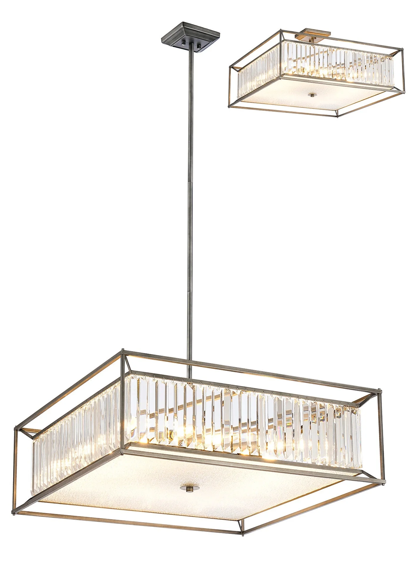 Attica Fixed Crystal Centre Ceiling Light/Semi Flush Light, 4/6/12Lt x E14, Pewter & Clear & Grain Glass - Image 19