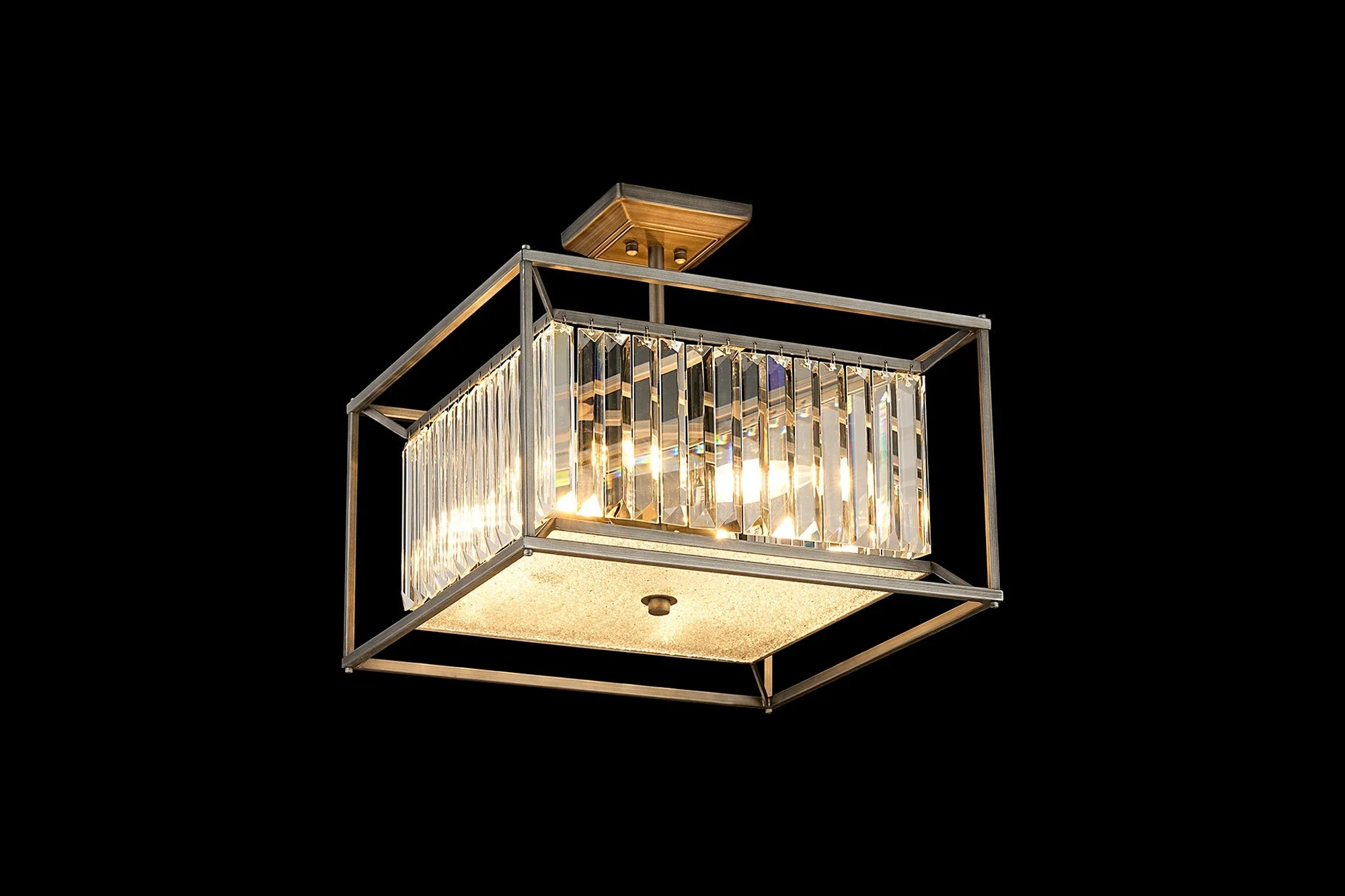 Attica Fixed Crystal Centre Ceiling Light/Semi Flush Light, 4/6/12Lt x E14, Pewter & Clear & Grain Glass - Image 2