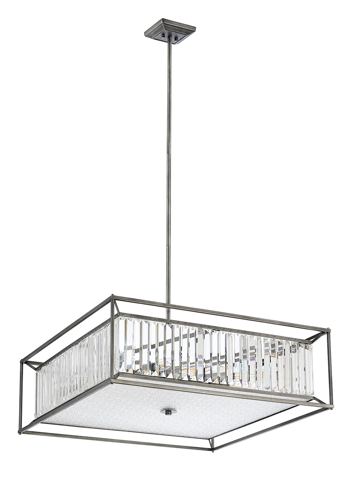 Attica Fixed Crystal Centre Ceiling Light/Semi Flush Light, 4/6/12Lt x E14, Pewter & Clear & Grain Glass - Image 20