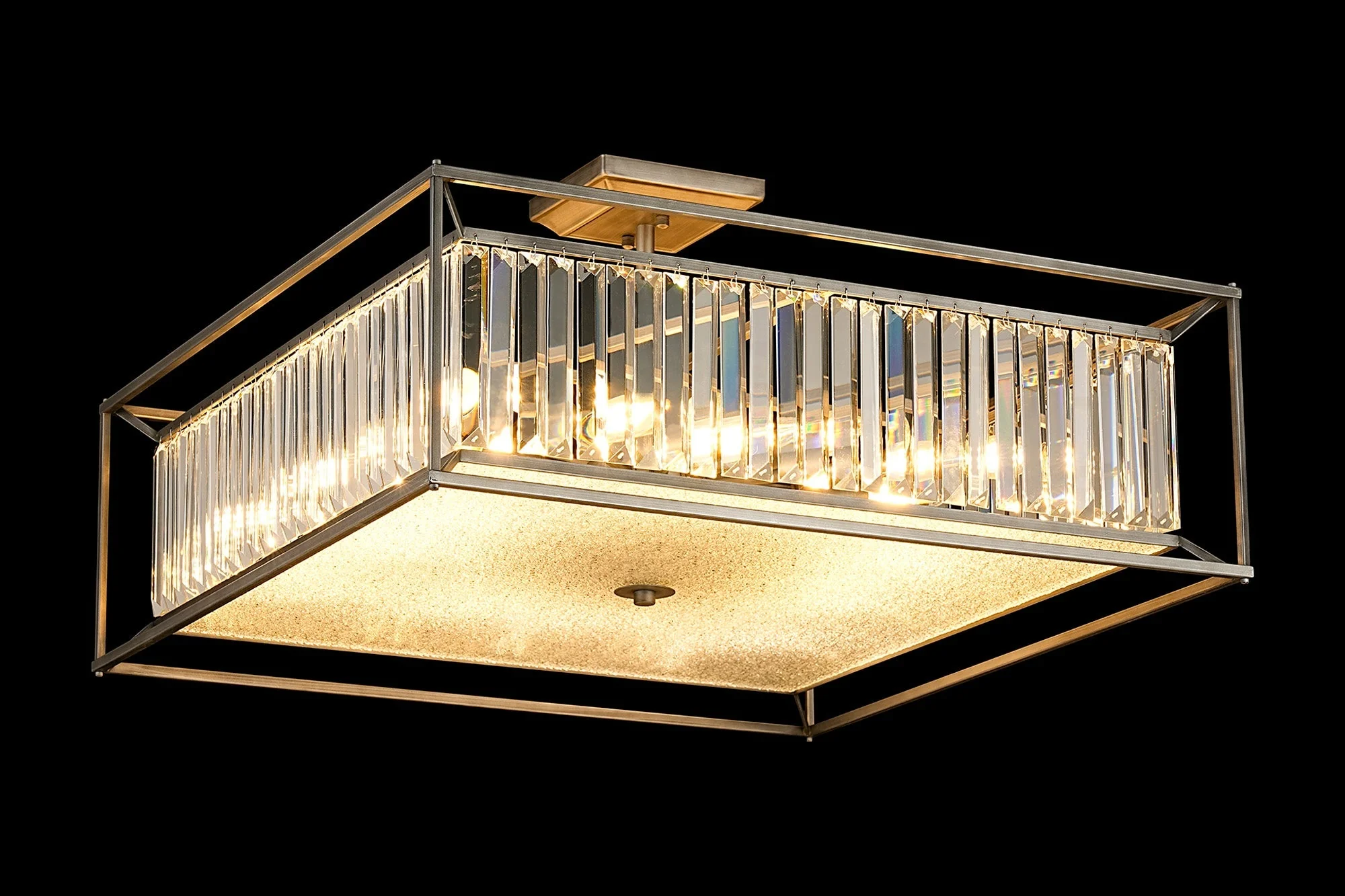 Attica Fixed Crystal Centre Ceiling Light/Semi Flush Light, 4/6/12Lt x E14, Pewter & Clear & Grain Glass - Image 21