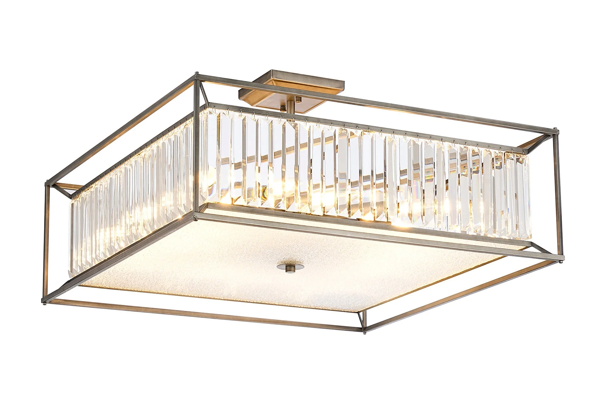 Attica Fixed Crystal Centre Ceiling Light/Semi Flush Light, 4/6/12Lt x E14, Pewter & Clear & Grain Glass - Image 22