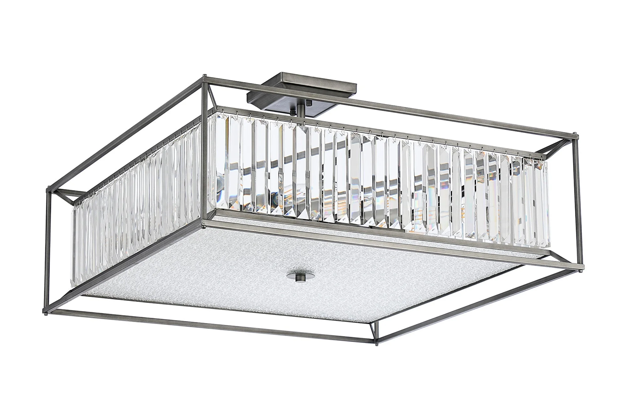 Attica Fixed Crystal Centre Ceiling Light/Semi Flush Light, 4/6/12Lt x E14, Pewter & Clear & Grain Glass - Image 23