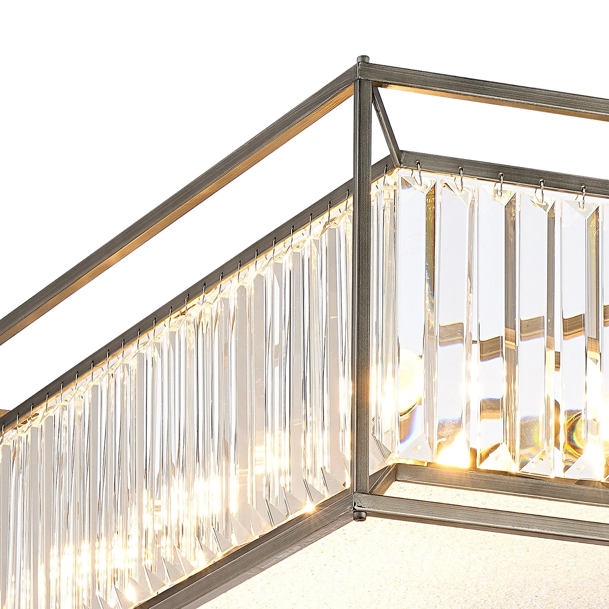 Attica Fixed Crystal Centre Ceiling Light/Semi Flush Light, 4/6/12Lt x E14, Pewter & Clear & Grain Glass - Image 25