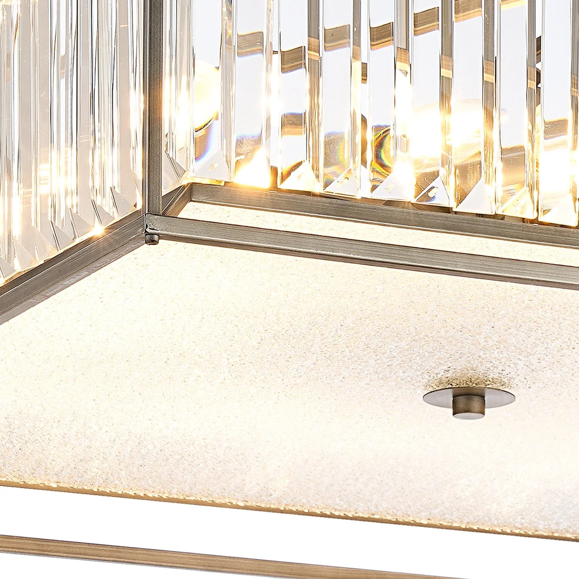 Attica Fixed Crystal Centre Ceiling Light/Semi Flush Light, 4/6/12Lt x E14, Pewter & Clear & Grain Glass - Image 26
