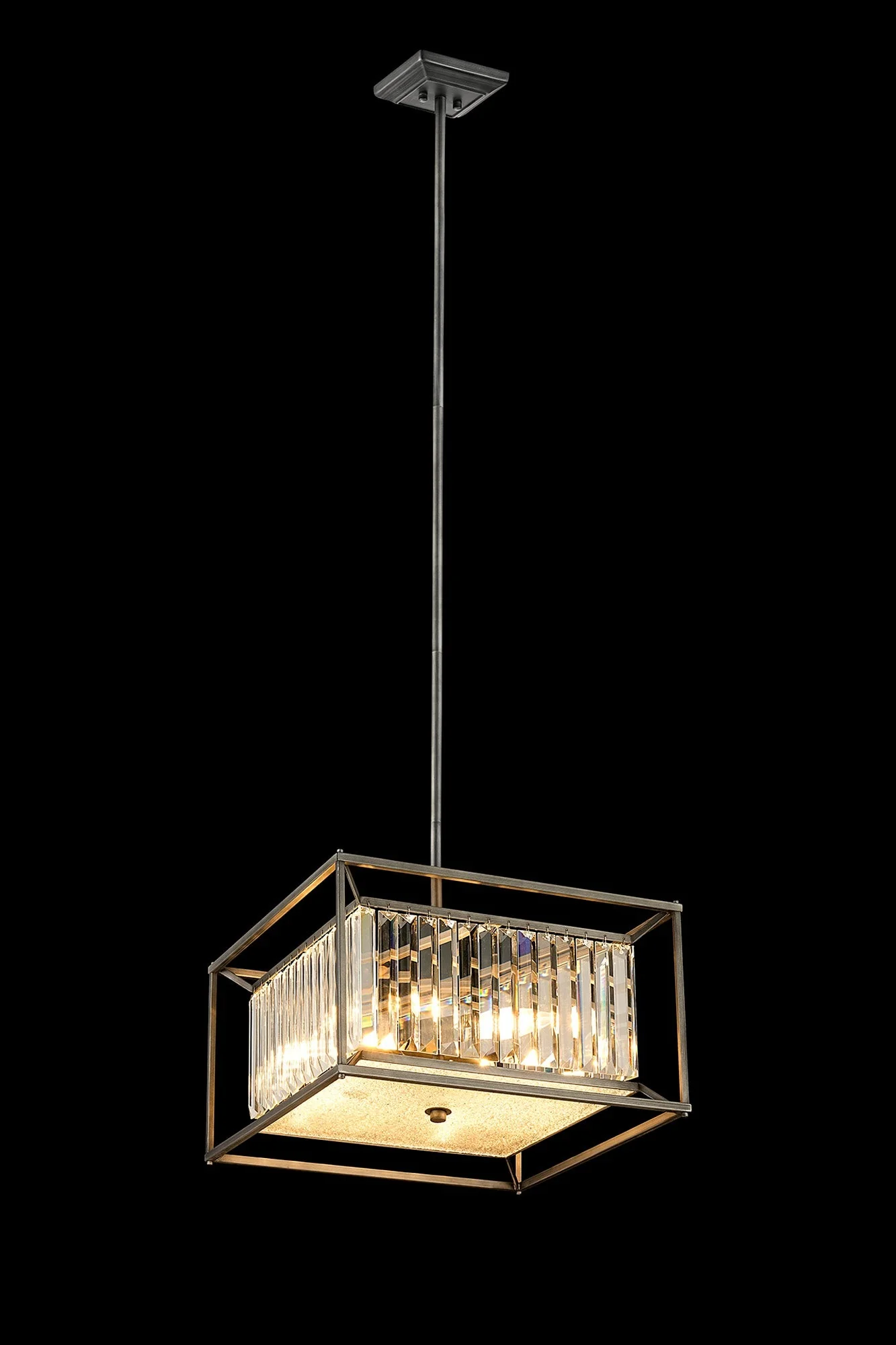 Attica Fixed Crystal Centre Ceiling Light/Semi Flush Light, 4/6/12Lt x E14, Pewter & Clear & Grain Glass - Image 3