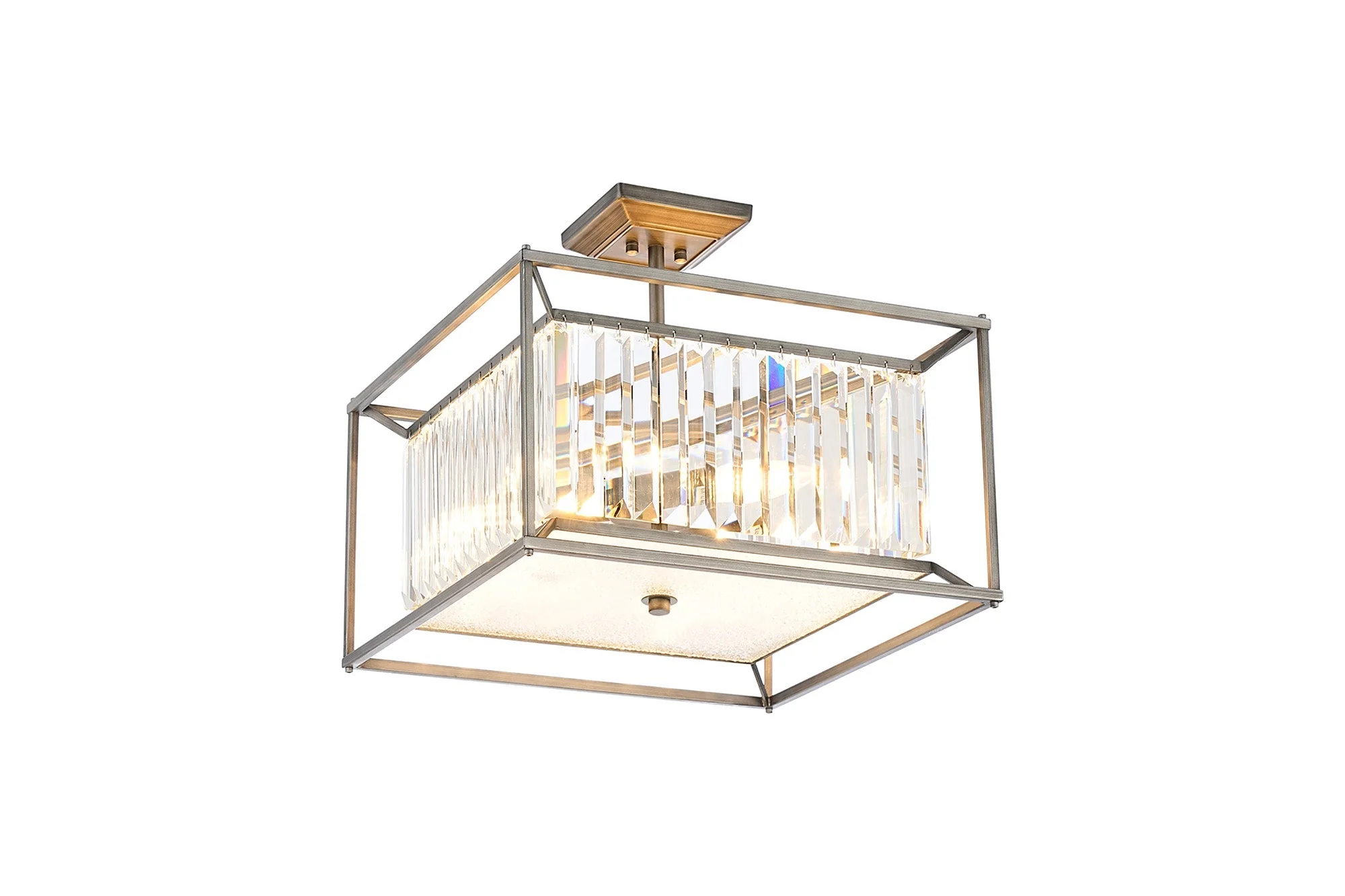 Attica Fixed Crystal Centre Ceiling Light/Semi Flush Light, 4/6/12Lt x E14, Pewter & Clear & Grain Glass - Image 4