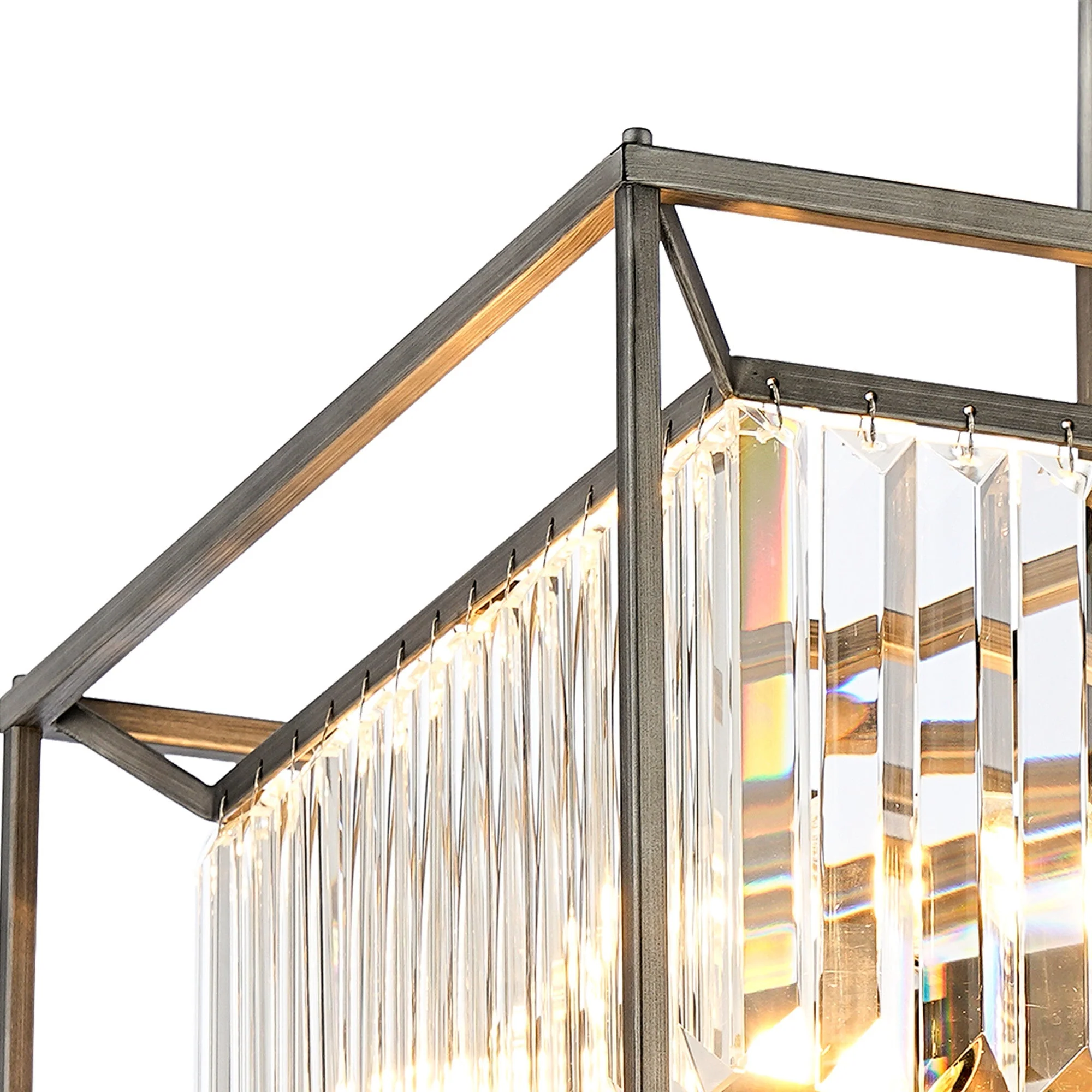 Attica Fixed Crystal Centre Ceiling Light/Semi Flush Light, 4/6/12Lt x E14, Pewter & Clear & Grain Glass - Image 7