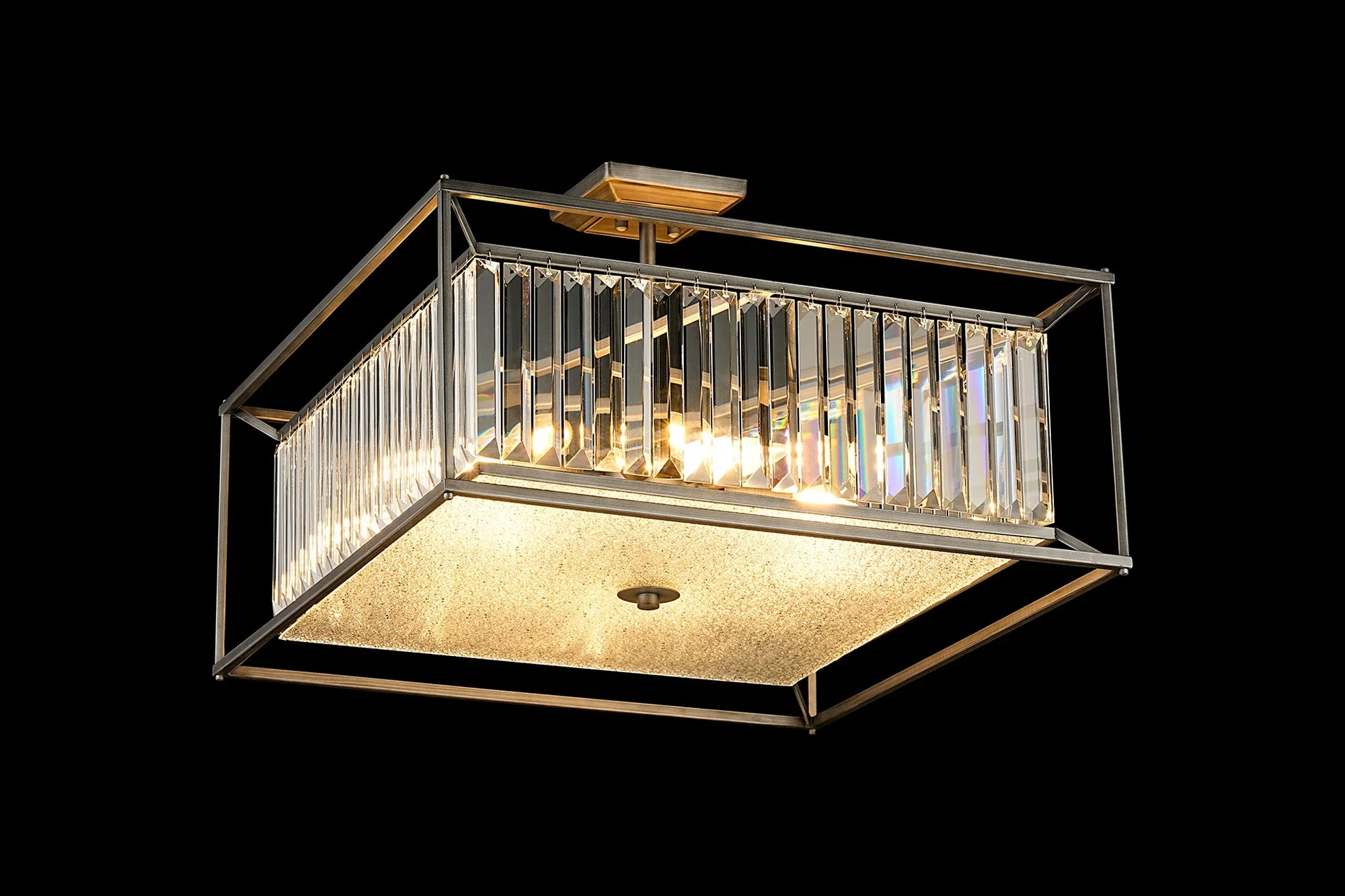 Attica Fixed Crystal Centre Ceiling Light/Semi Flush Light, 4/6/12Lt x E14, Pewter & Clear & Grain Glass - Image 9
