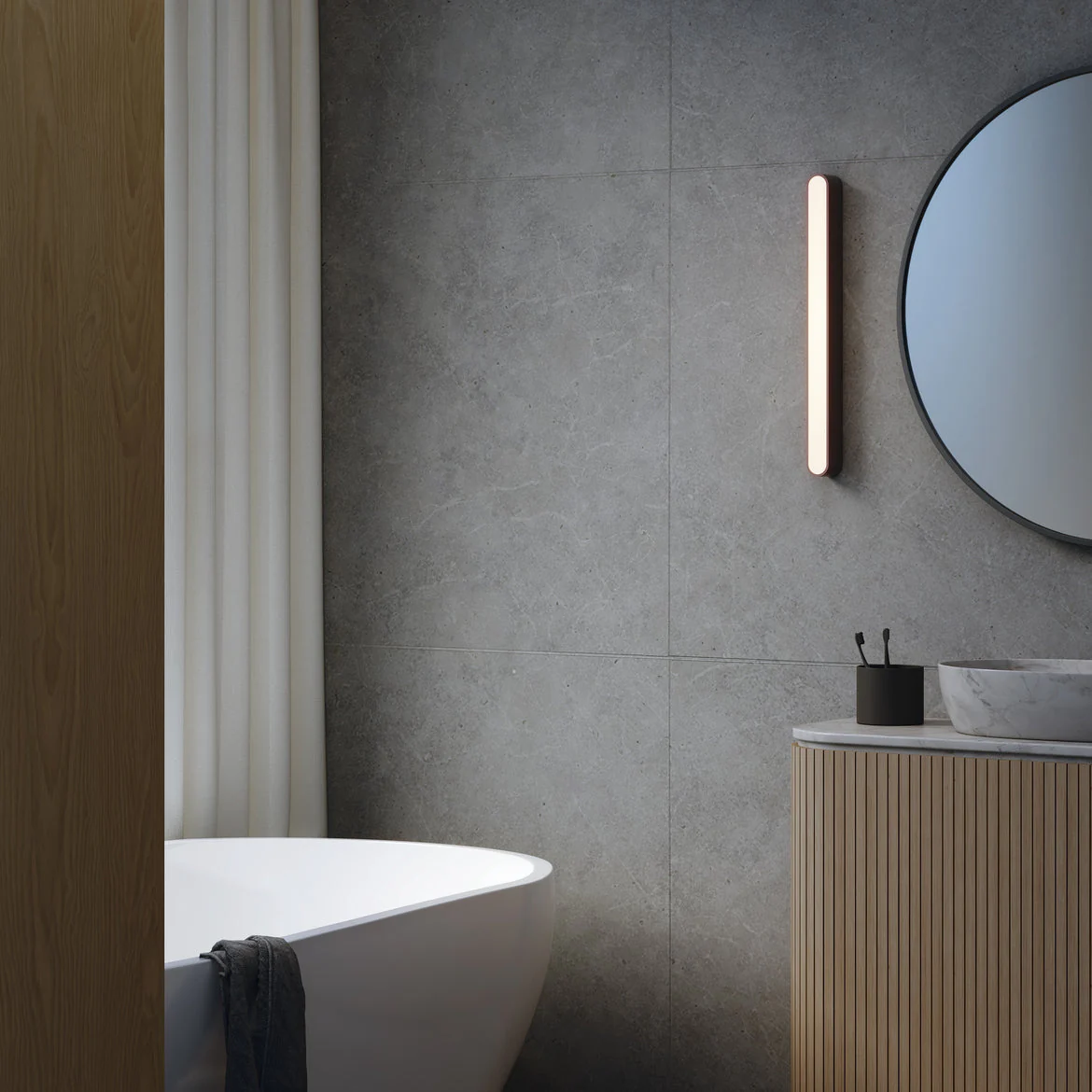 Atticus 600/ 900 3000K Bathroom Mirror Light IP44 - Black/ Chrome - Image 2