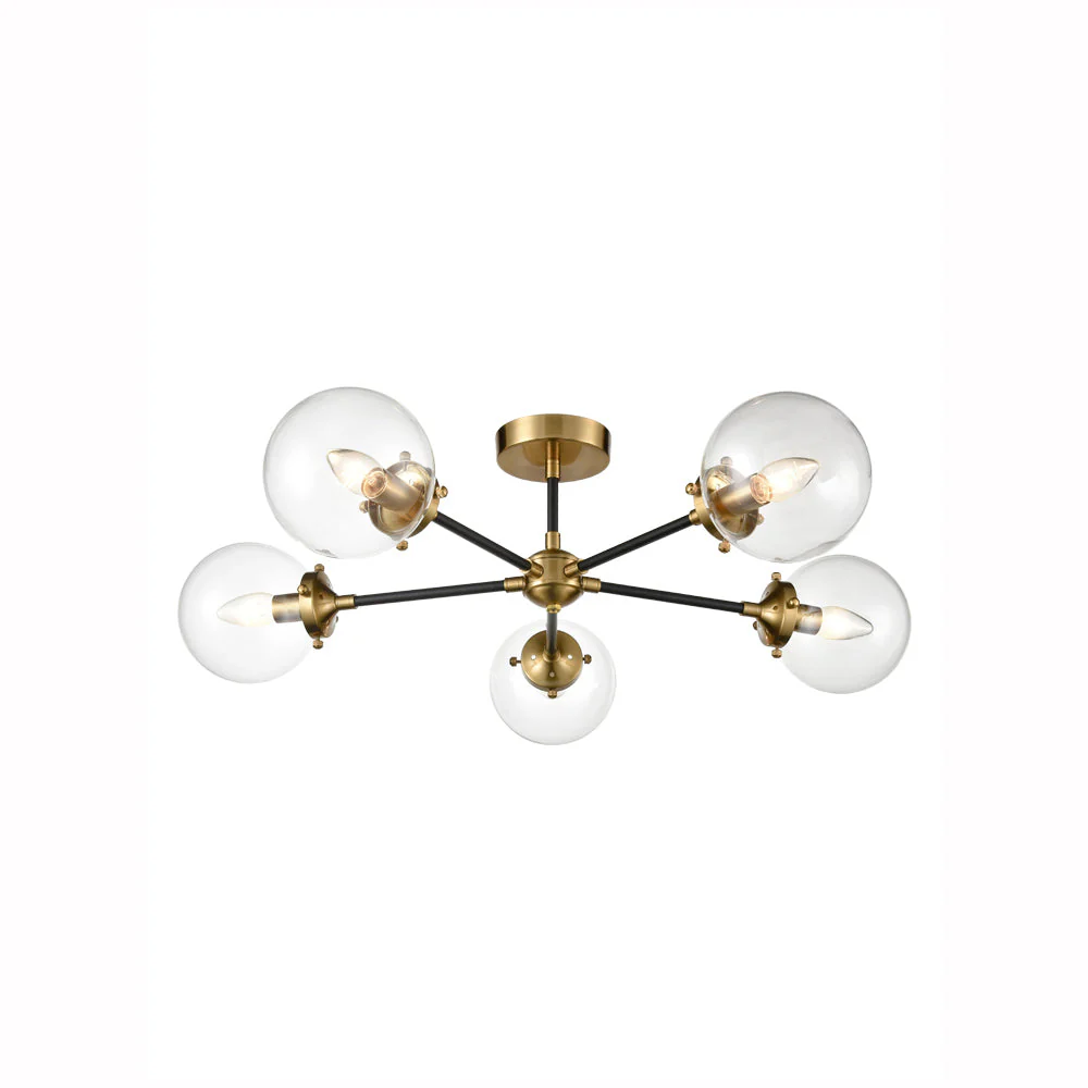 Attract 3/5Lt Ceiling Semi-Flush Light - Black & Gold Finish - Image 2