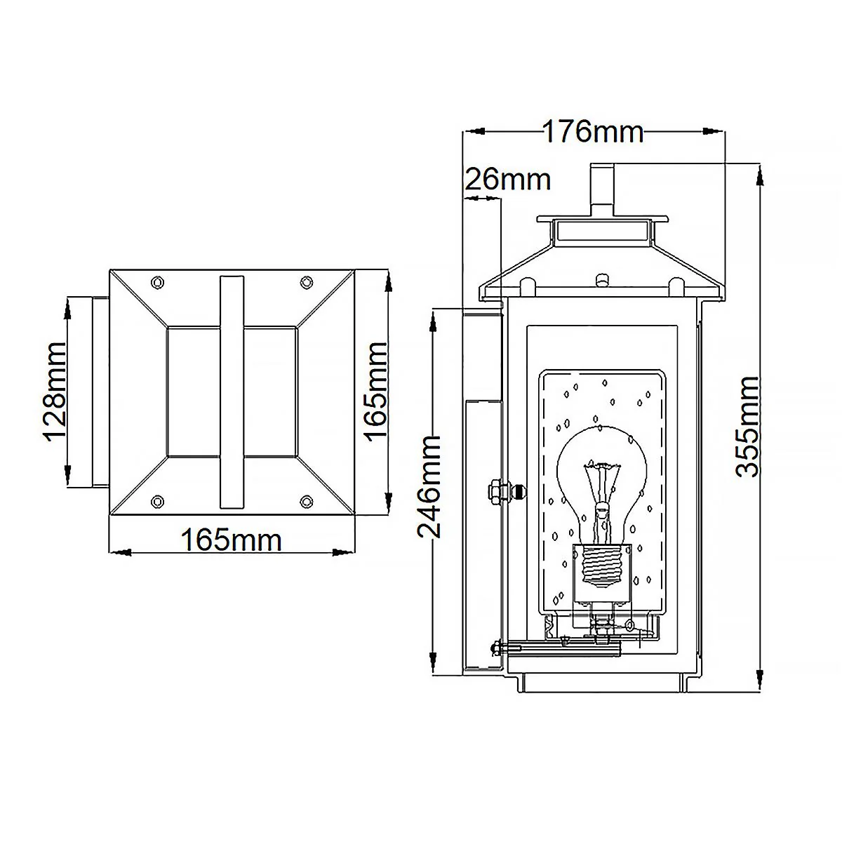 Atwater 1 Light Small/Medium/Large Wall Lantern - Black E27 IP44 - Image 11