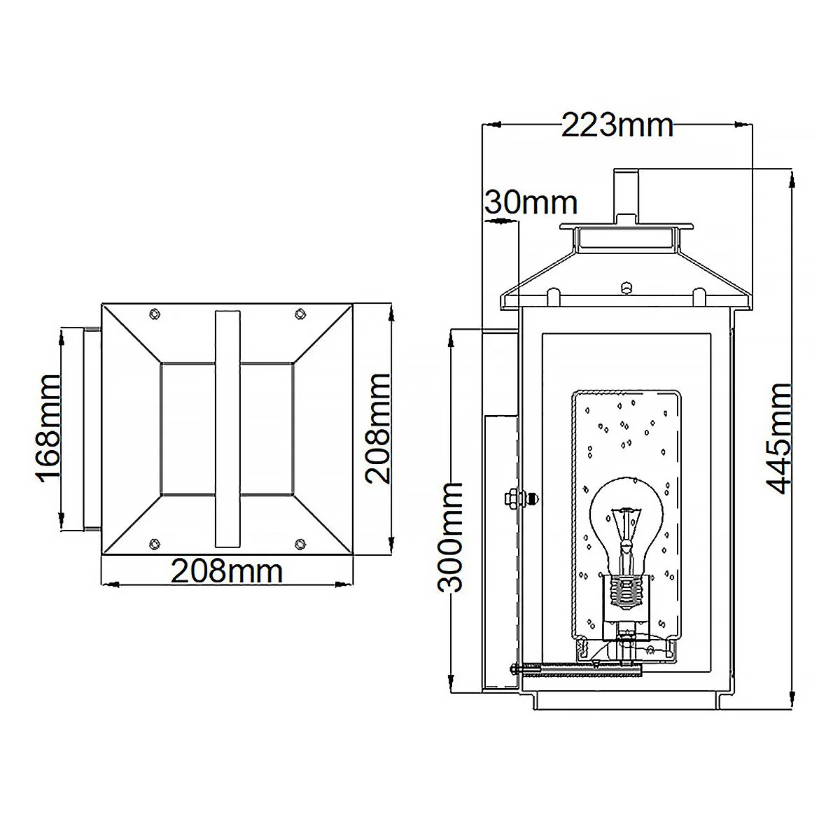 Atwater 1 Light Small/Medium/Large Wall Lantern - Black E27 IP44 - Image 19