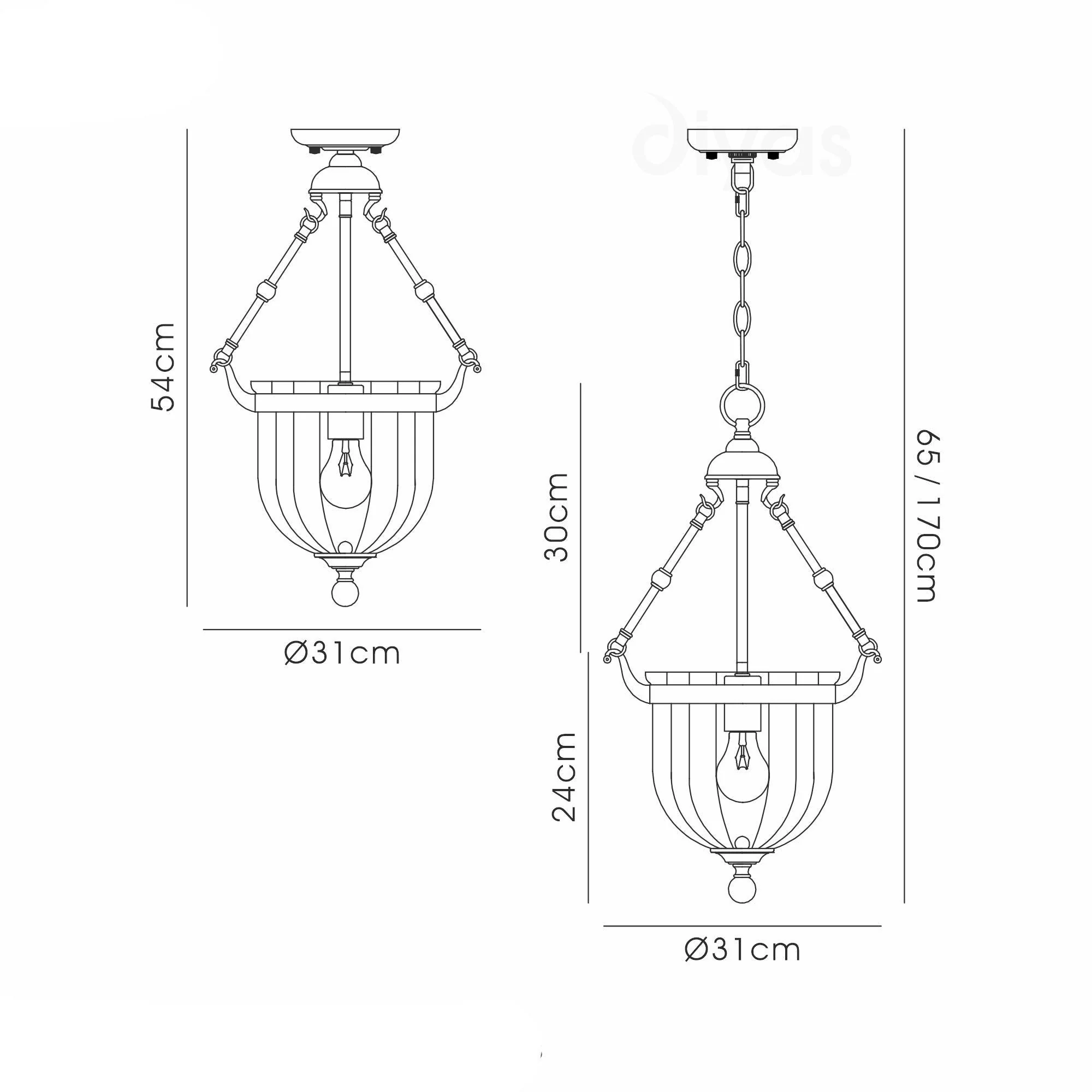 Aubrey Pendant 1/3 Light Polished Chrome/Antique Brass-Finish - Image 3