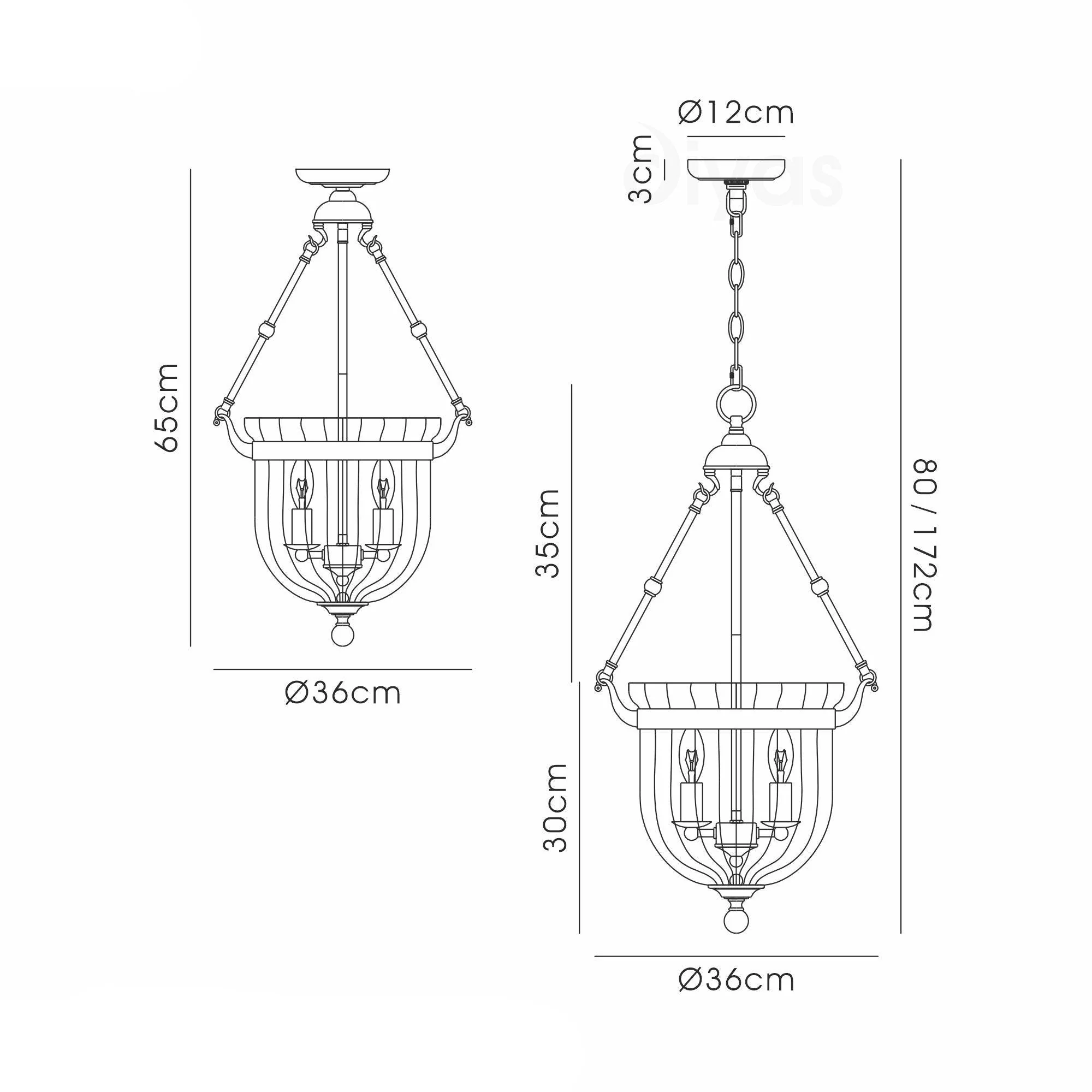 Aubrey Pendant 1/3 Light Polished Chrome/Antique Brass-Finish - Image 6