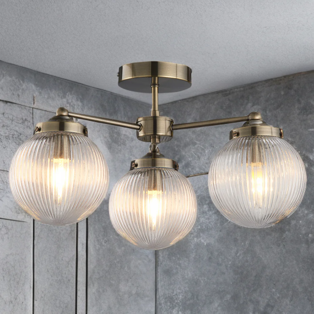Aura Bathroom Ceiling Light- Antique Brass/ Polished Chrome - Image 3