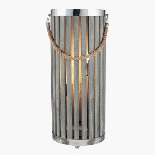 Austell Grey Wash Wood Large Lantern Floor Lamp - Image 2