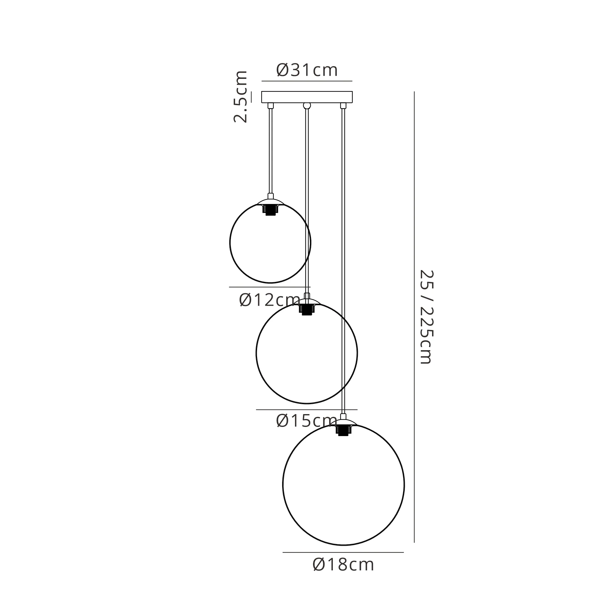 Seville 31cm Round Pendant, 3 x G9 - Image 6