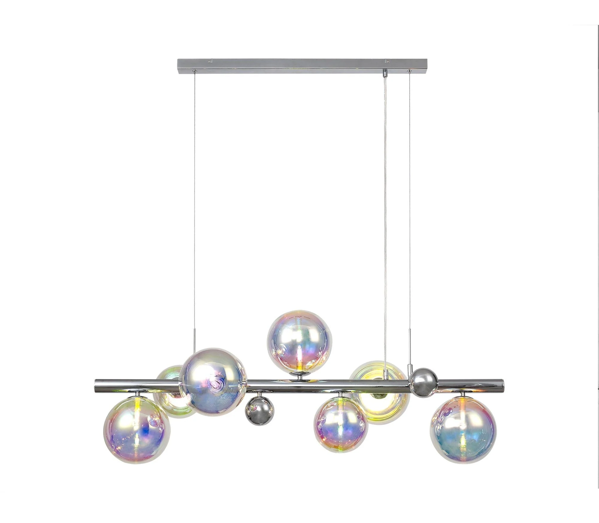 Seville Kitchen Table/Island Light, 7Lt x G9, Copper & Opal/Polished Chrome & Iridescent/Polished Chrome & Black, Smoked Glass IP20 - Image 3