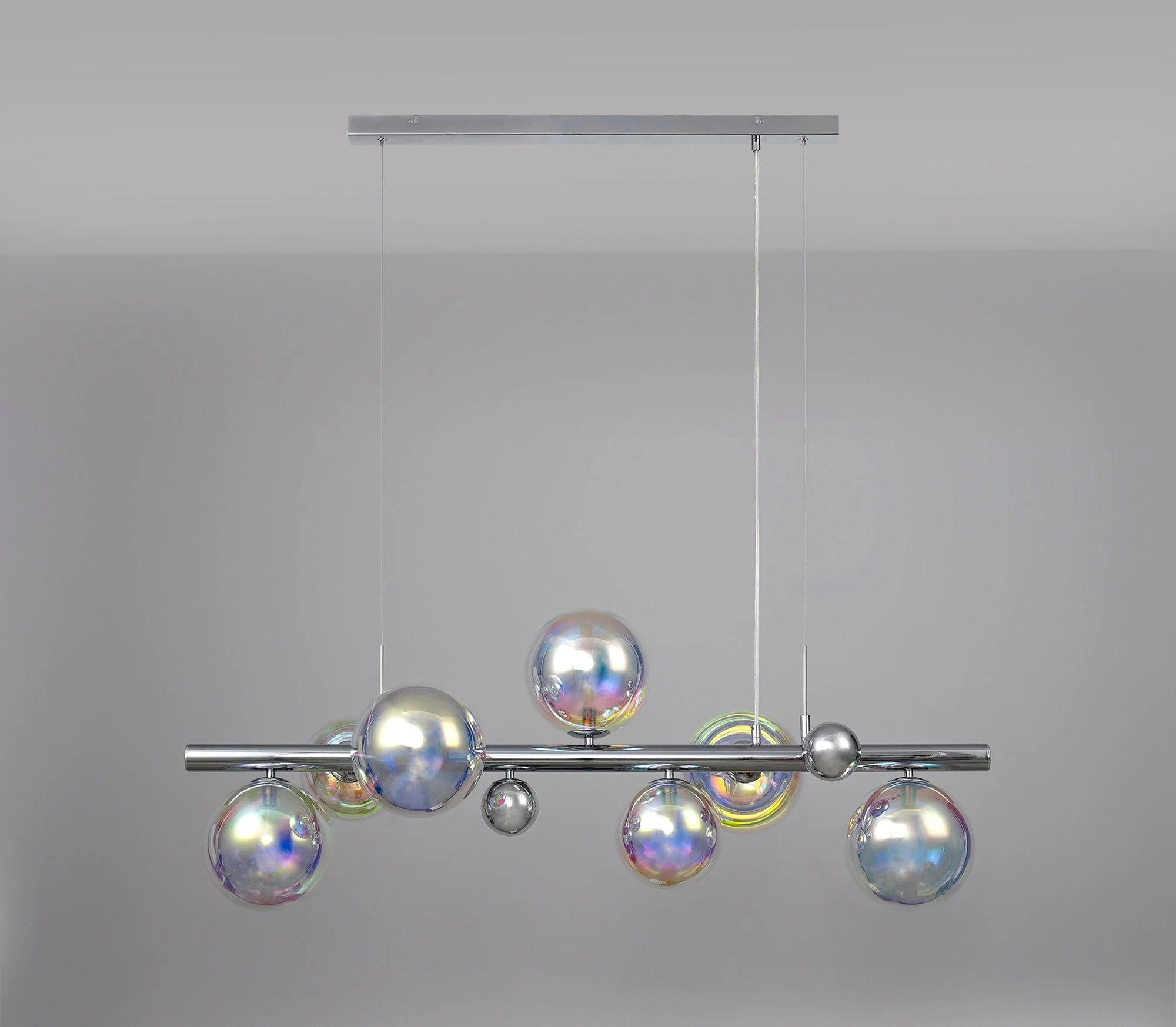 Seville Kitchen Table/Island Light, 7Lt x G9, Copper & Opal/Polished Chrome & Iridescent/Polished Chrome & Black, Smoked Glass IP20 - Image 5