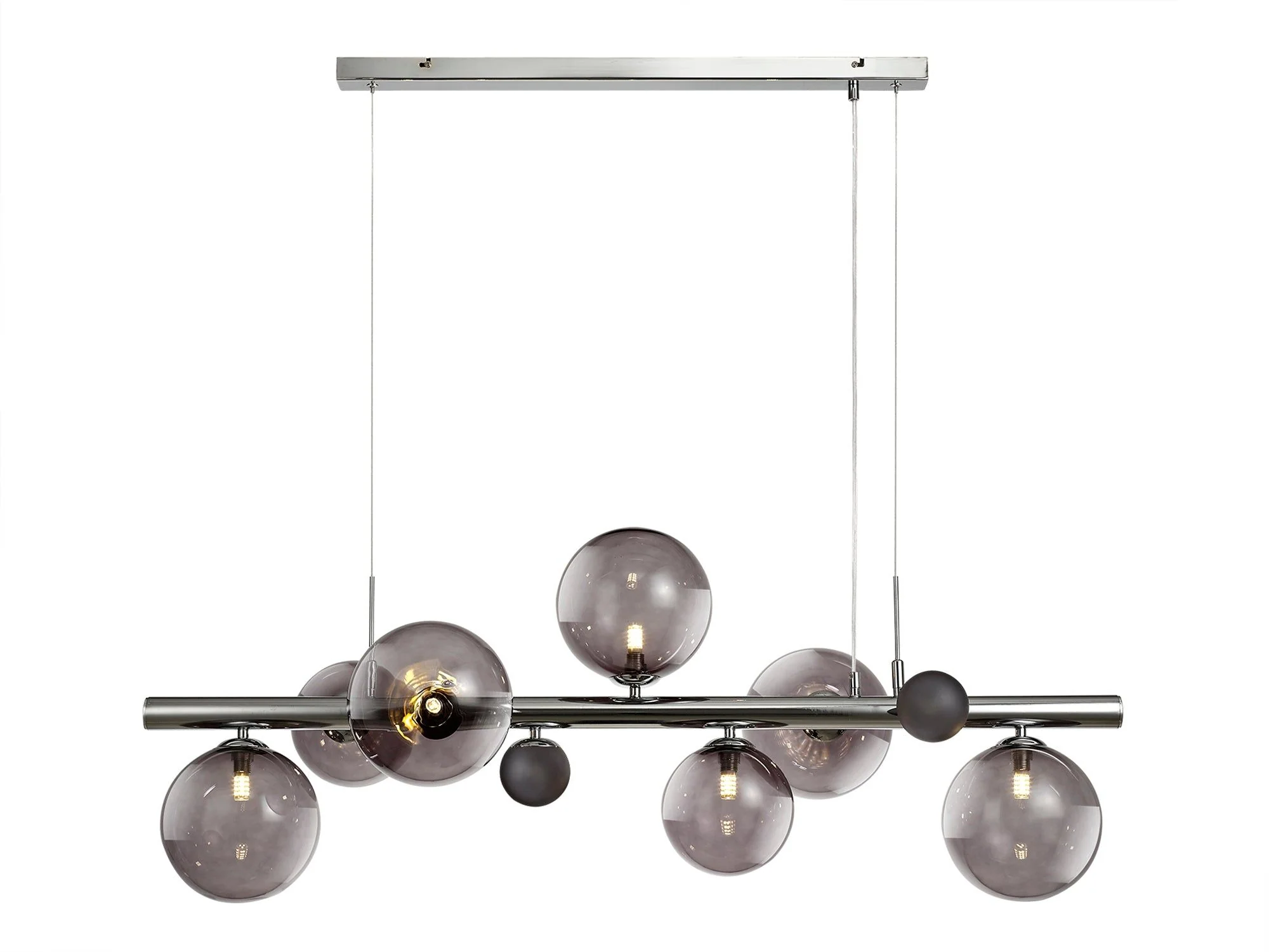 Seville Kitchen Table/Island Light, 7Lt x G9, Copper & Opal/Polished Chrome & Iridescent/Polished Chrome & Black, Smoked Glass IP20 - Image 6