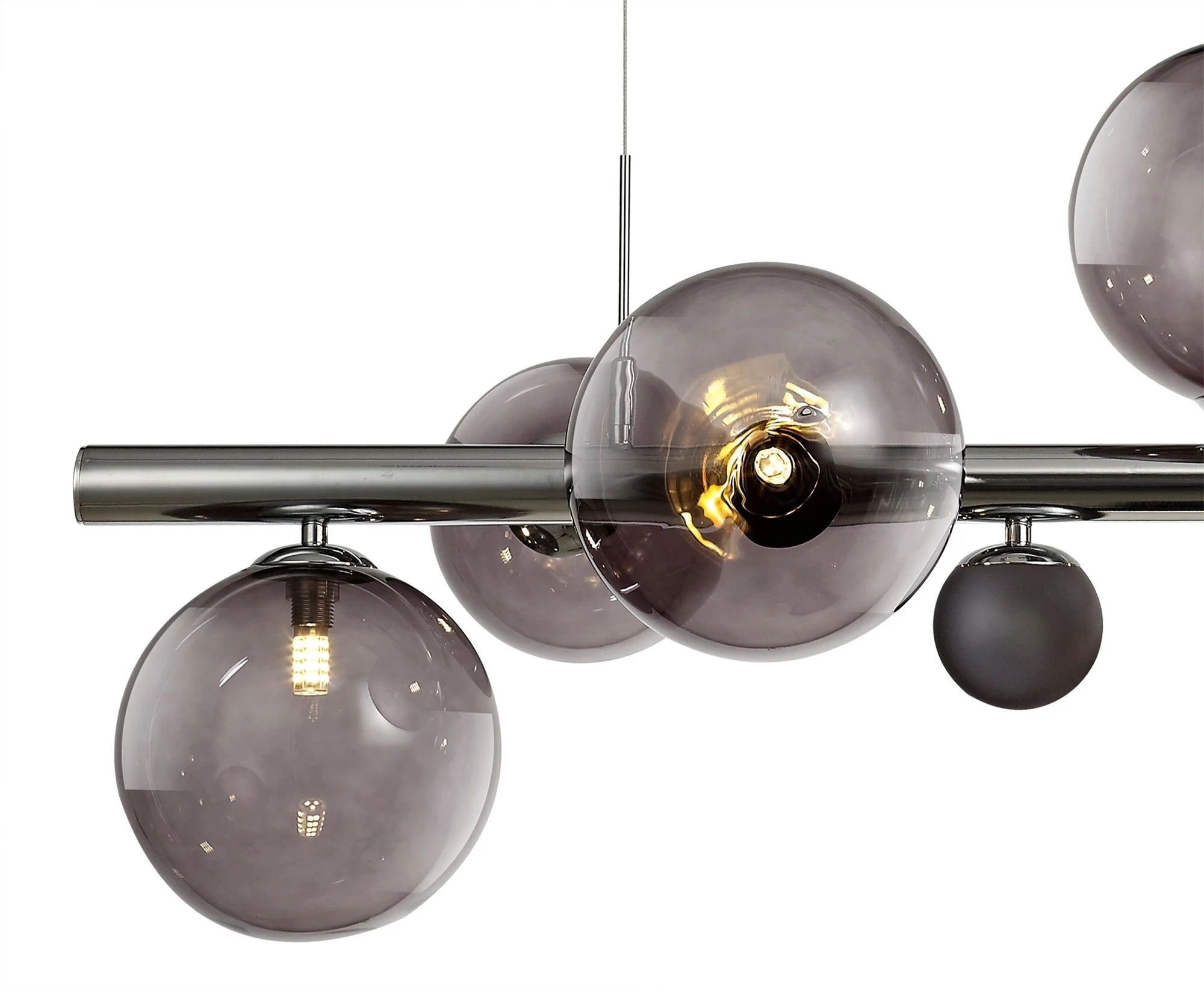 Seville Kitchen Table/Island Light, 7Lt x G9, Copper & Opal/Polished Chrome & Iridescent/Polished Chrome & Black, Smoked Glass IP20 - Image 7