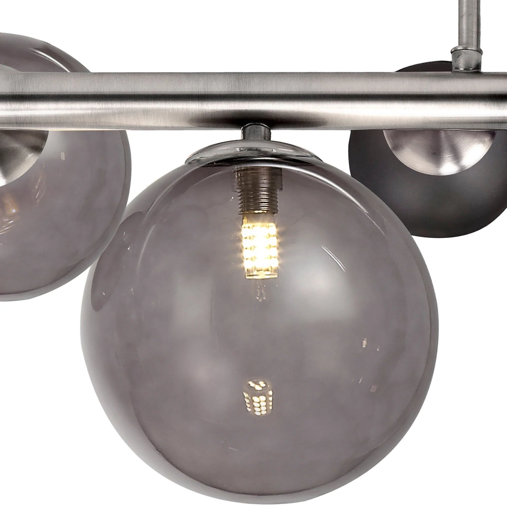 Seville Semi Flush 4lt Ceiling Light, Copper & Opal/Polished Chrome & Iridescent/Polished Chrome & Black, Smoked Glass - Image 11