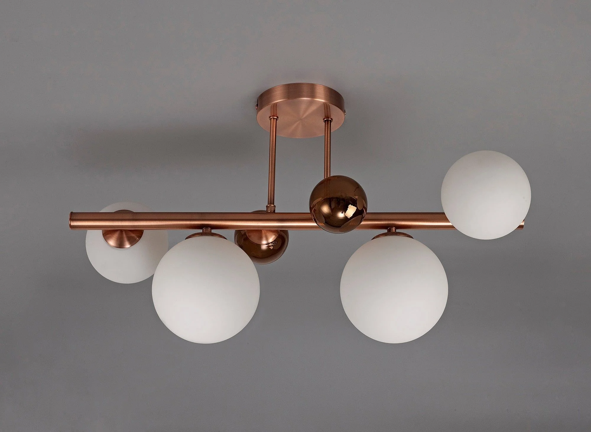 Seville Semi Flush 4lt Ceiling Light, Copper & Opal/Polished Chrome & Iridescent/Polished Chrome & Black, Smoked Glass - Image 4