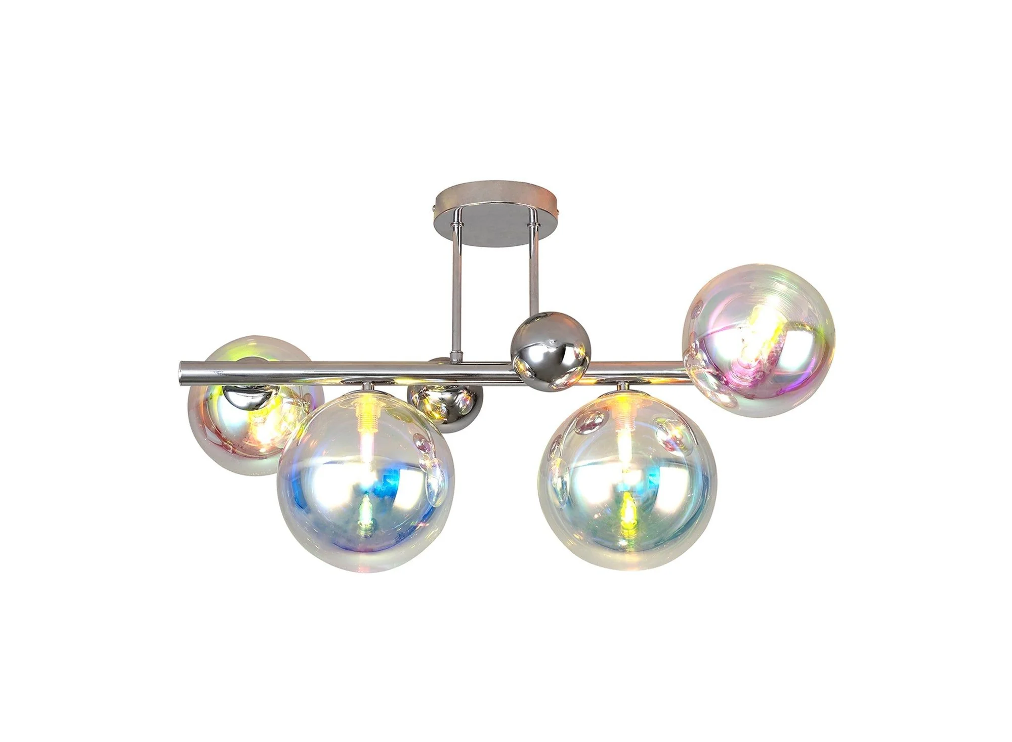 Seville Semi Flush 4lt Ceiling Light, Copper & Opal/Polished Chrome & Iridescent/Polished Chrome & Black, Smoked Glass - Image 5