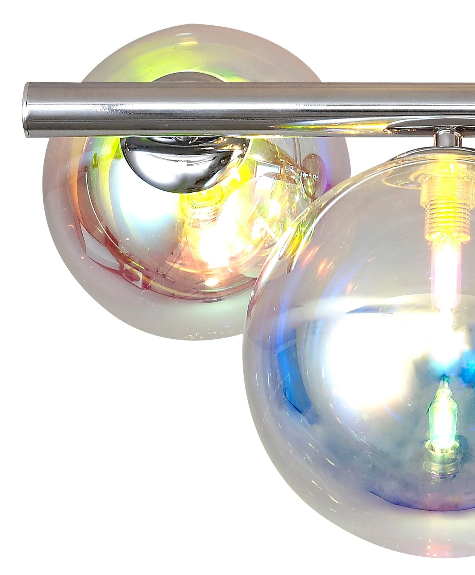 Seville Semi Flush 4lt Ceiling Light, Copper & Opal/Polished Chrome & Iridescent/Polished Chrome & Black, Smoked Glass - Image 6