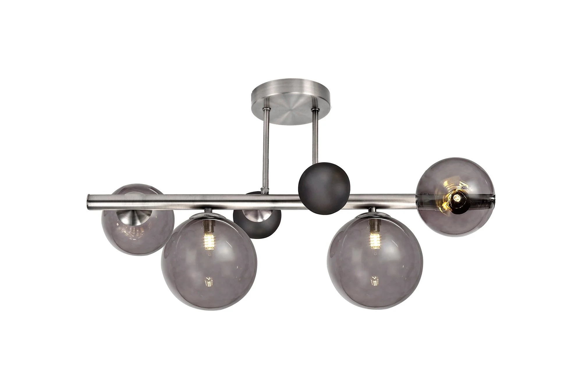 Seville Semi Flush 4lt Ceiling Light, Copper & Opal/Polished Chrome & Iridescent/Polished Chrome & Black, Smoked Glass - Image 9