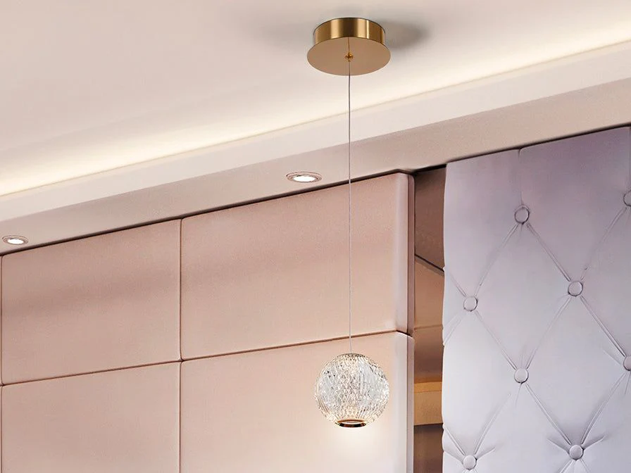 Austral 1 LED Light Single Pendant Ceiling Light - Gold & Clear Finish IP20 - Image 2