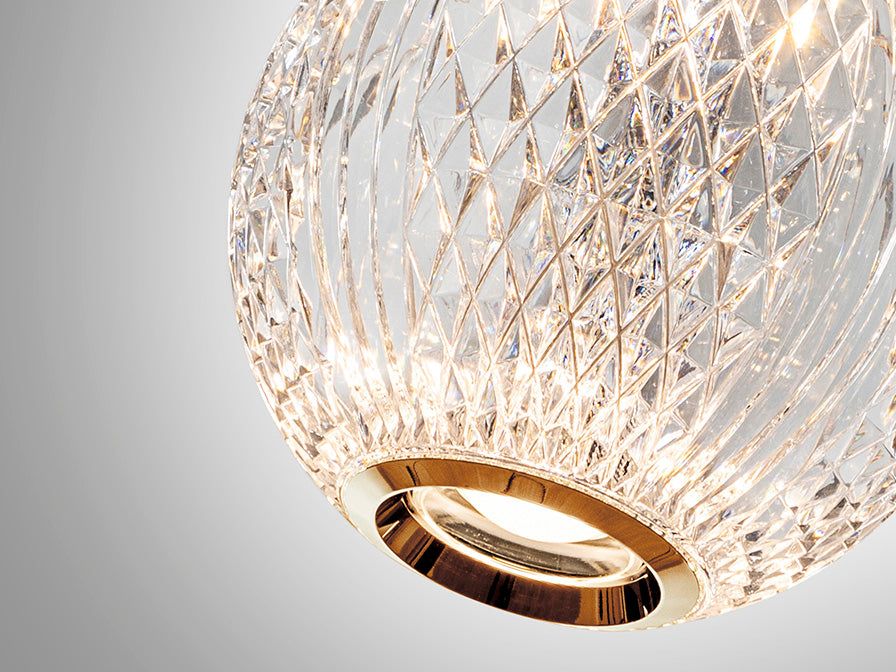 Austral 1 LED Light Single Pendant Ceiling Light - Gold & Clear Finish IP20 - Image 3
