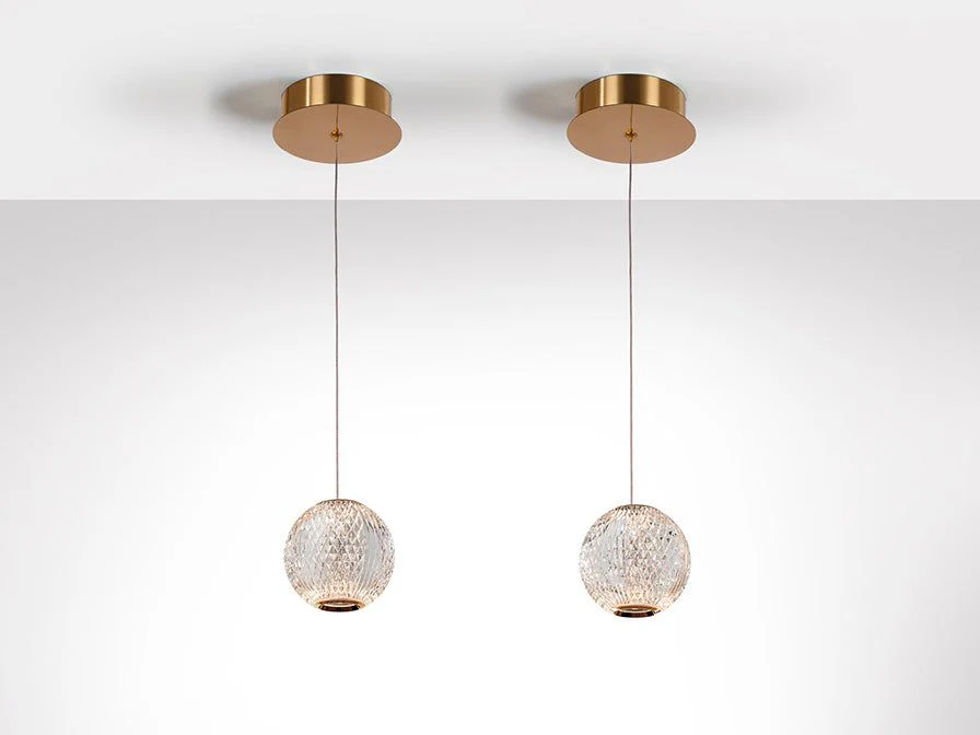 Austral 1 LED Light Single Pendant Ceiling Light - Gold & Clear Finish IP20 - Image 4