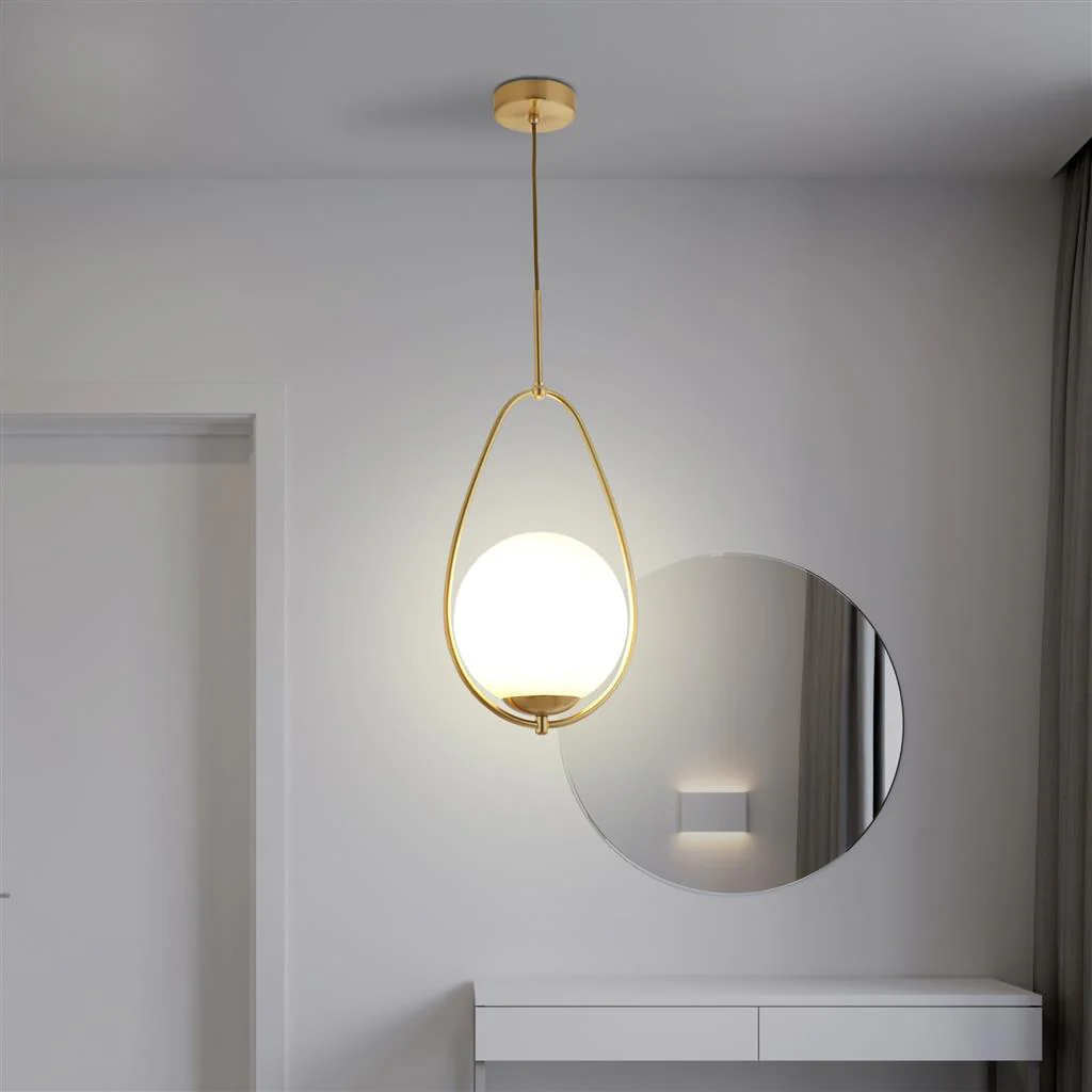 Avalon Pendant - Gold Metal & Opal Glass - Image 3