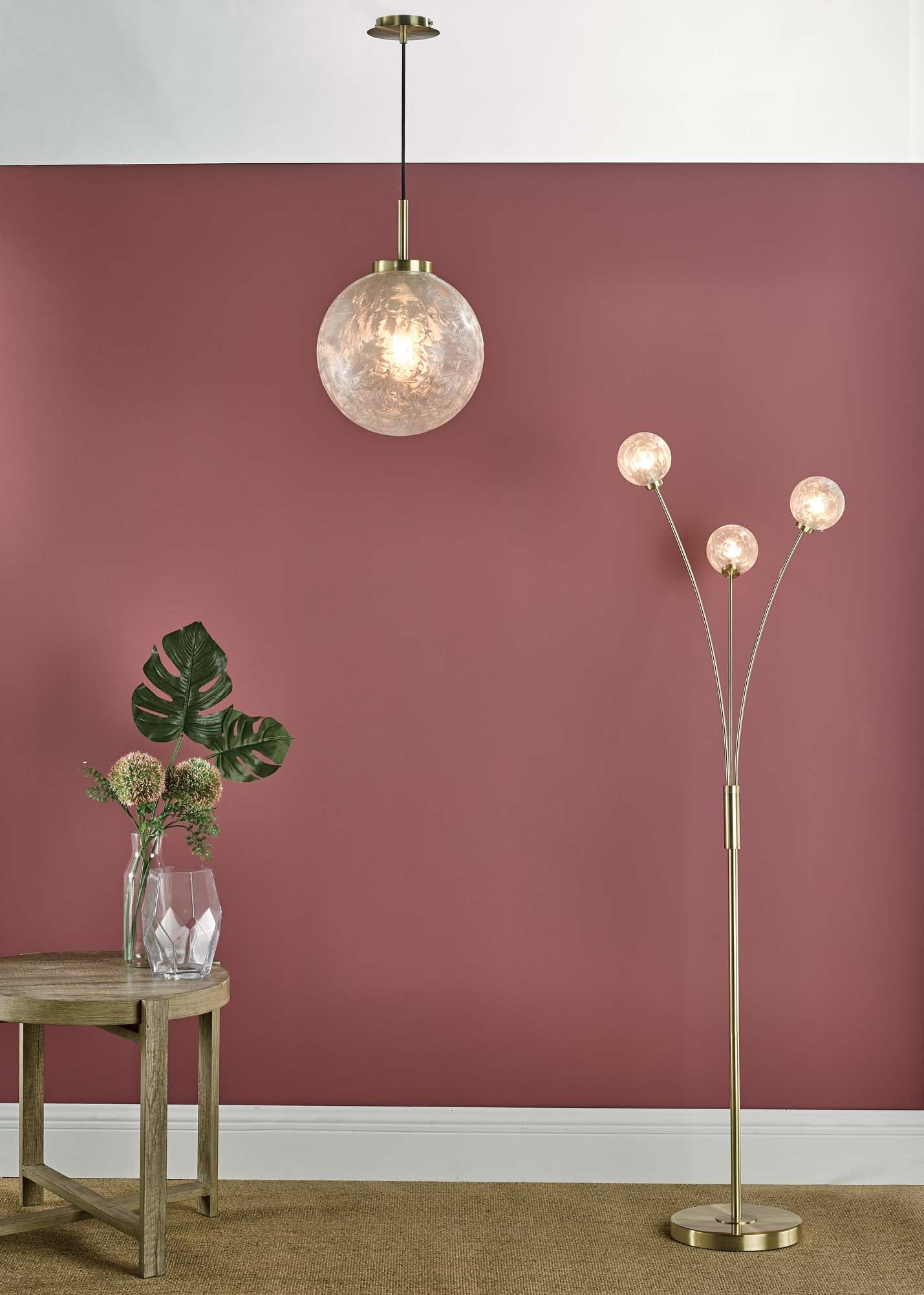 Avari 1 Light Pendant Satin Brass And Clear Frosted Glass - Image 4