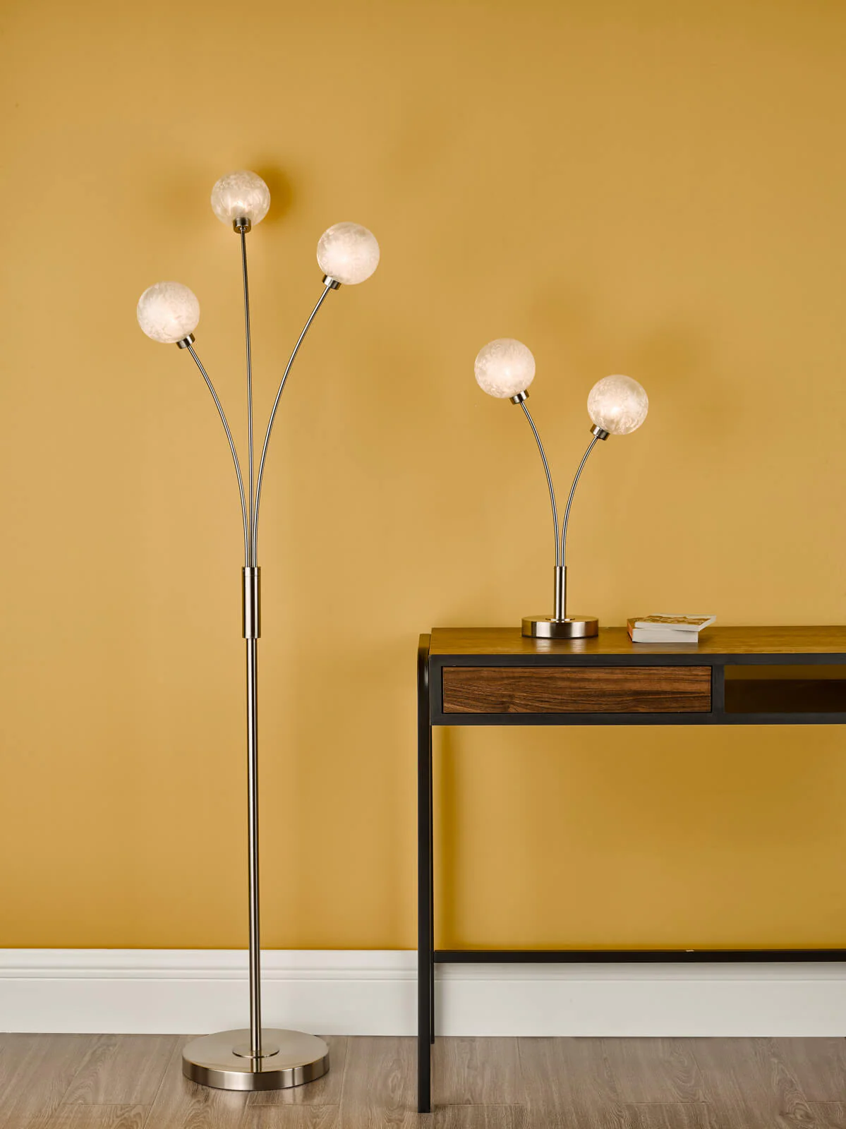 Avari 2 Light Table Lamp Satin Brass Glass  G9 - Image 10