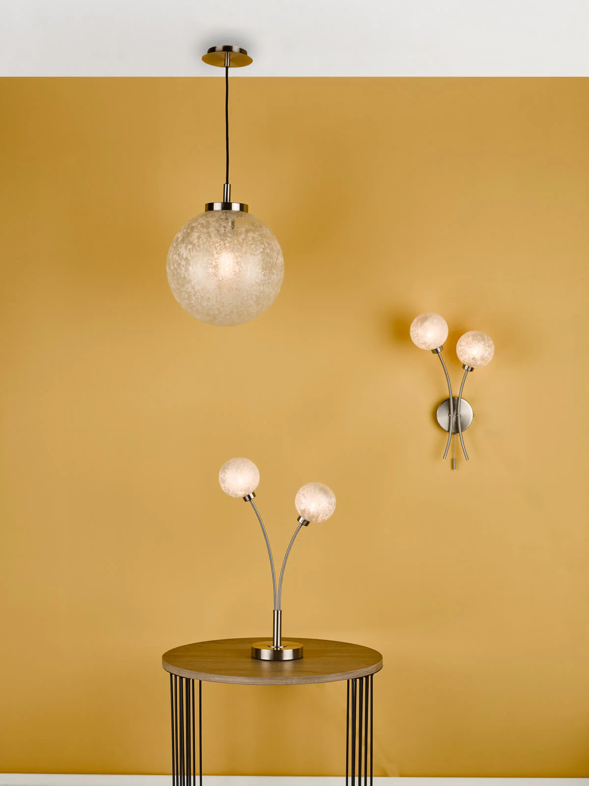 Avari 2 Light Table Lamp Satin Brass Glass  G9 - Image 8