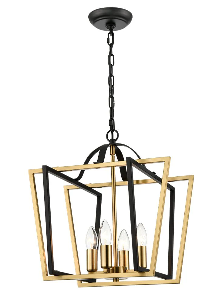 Aviator 4Lt Lantern - Matt Black & Aged Brass - Image 3