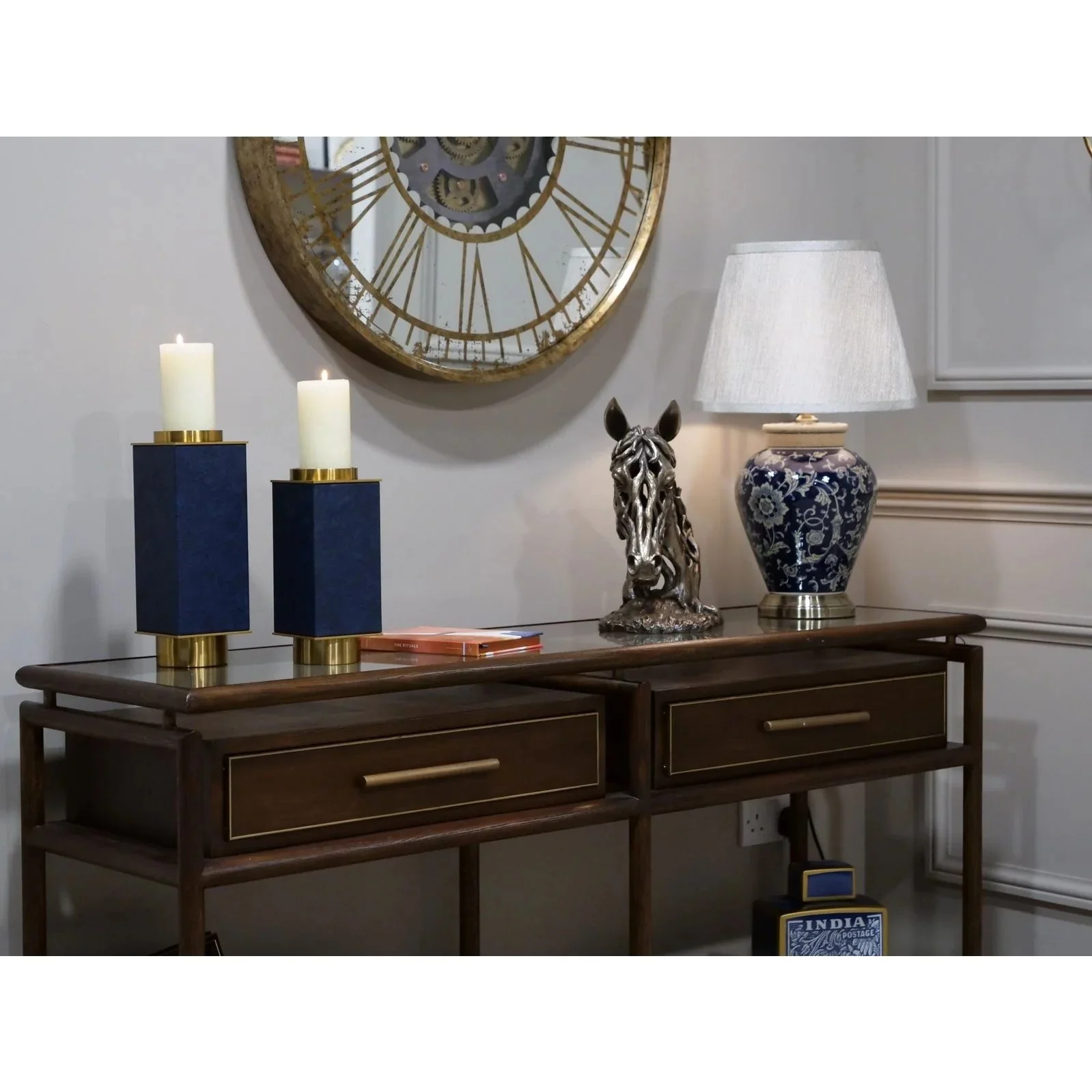 Avignon Console Table - Brown Oak & Glass Top Finish - Image 2
