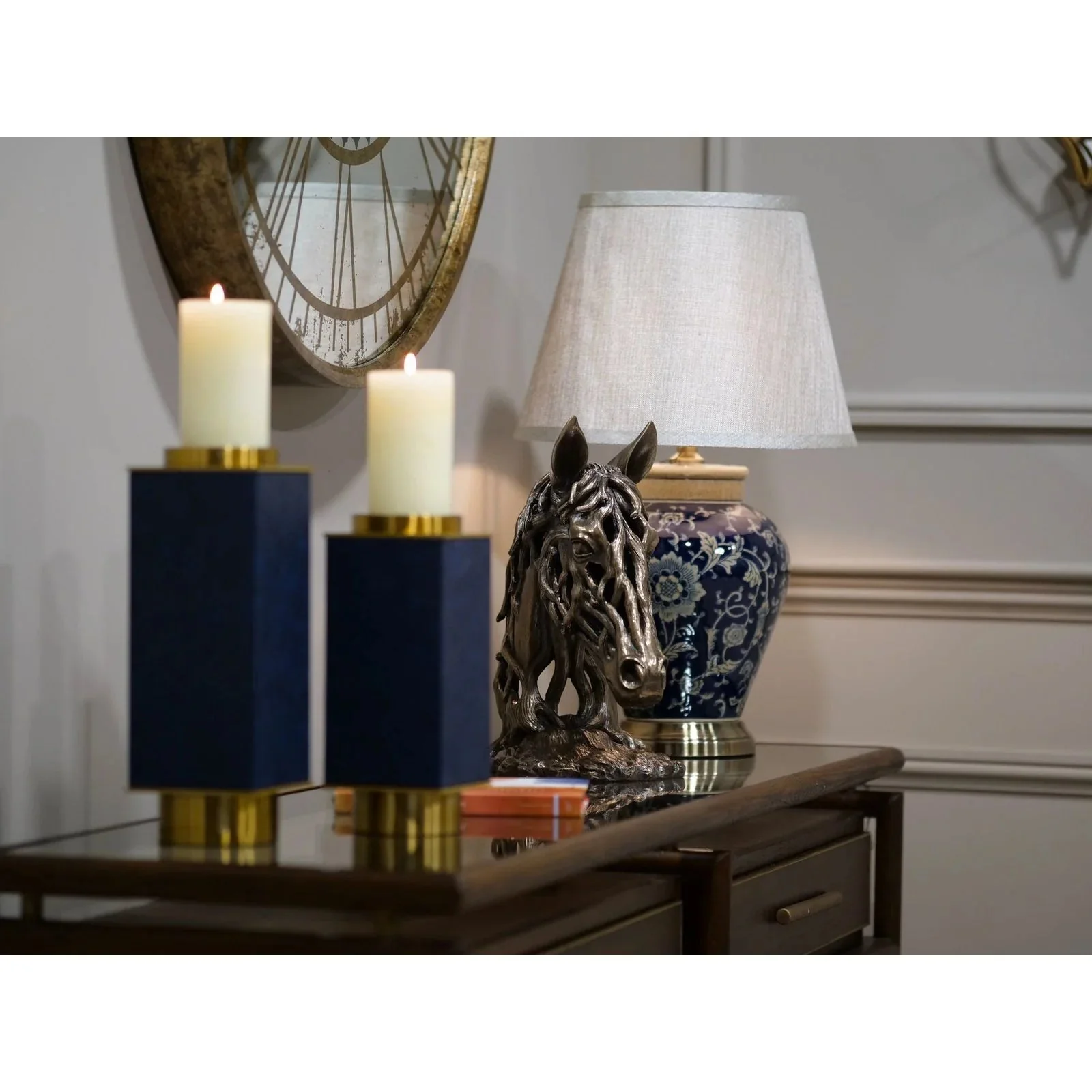 Avignon Console Table - Brown Oak & Glass Top Finish - Image 4