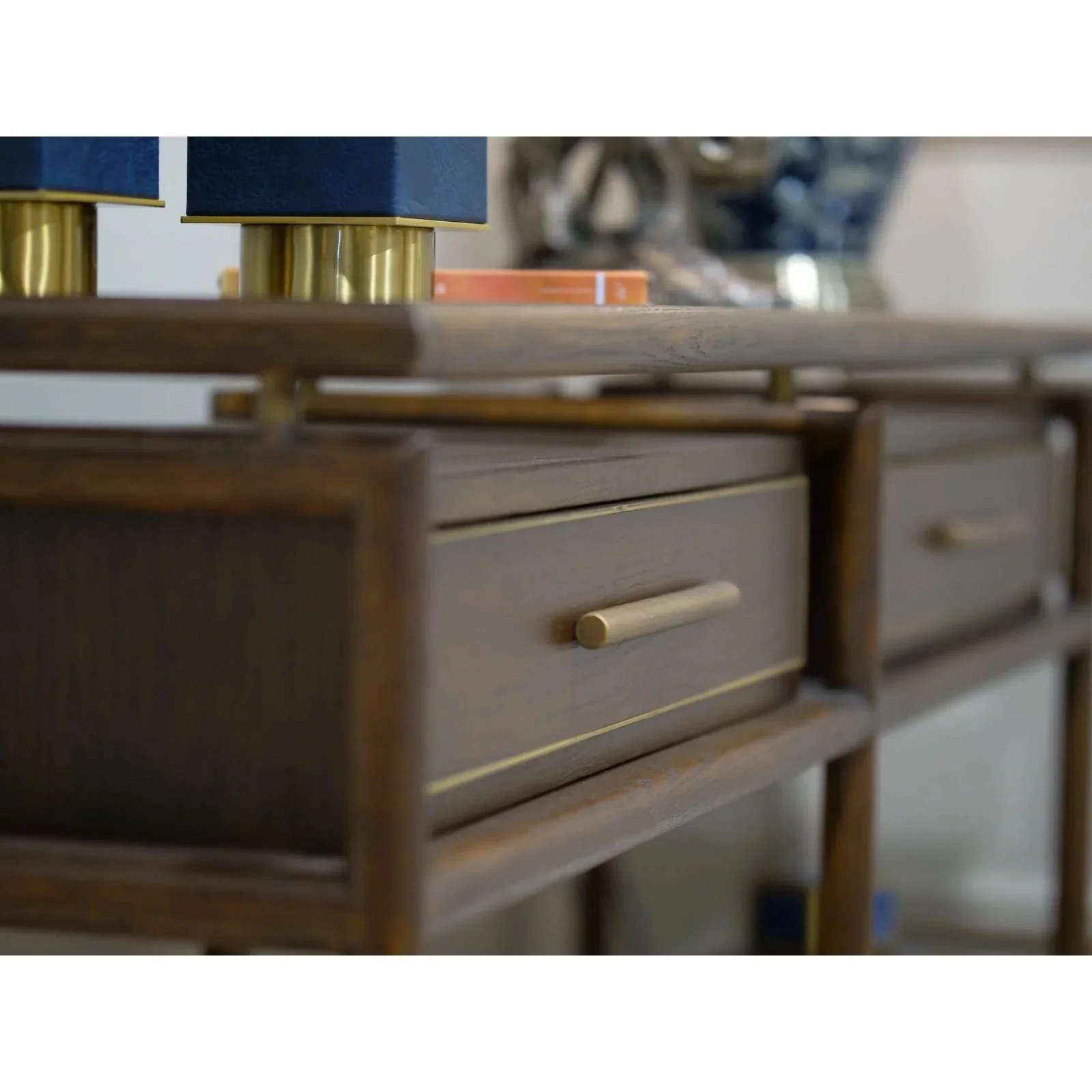 Avignon Console Table - Brown Oak & Glass Top Finish - Image 5