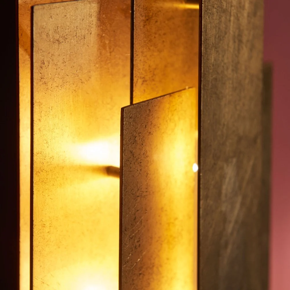 Aztec 2Lt Wall Light - Antique Gold Leaf/Antique Silver Leaf - Image 3