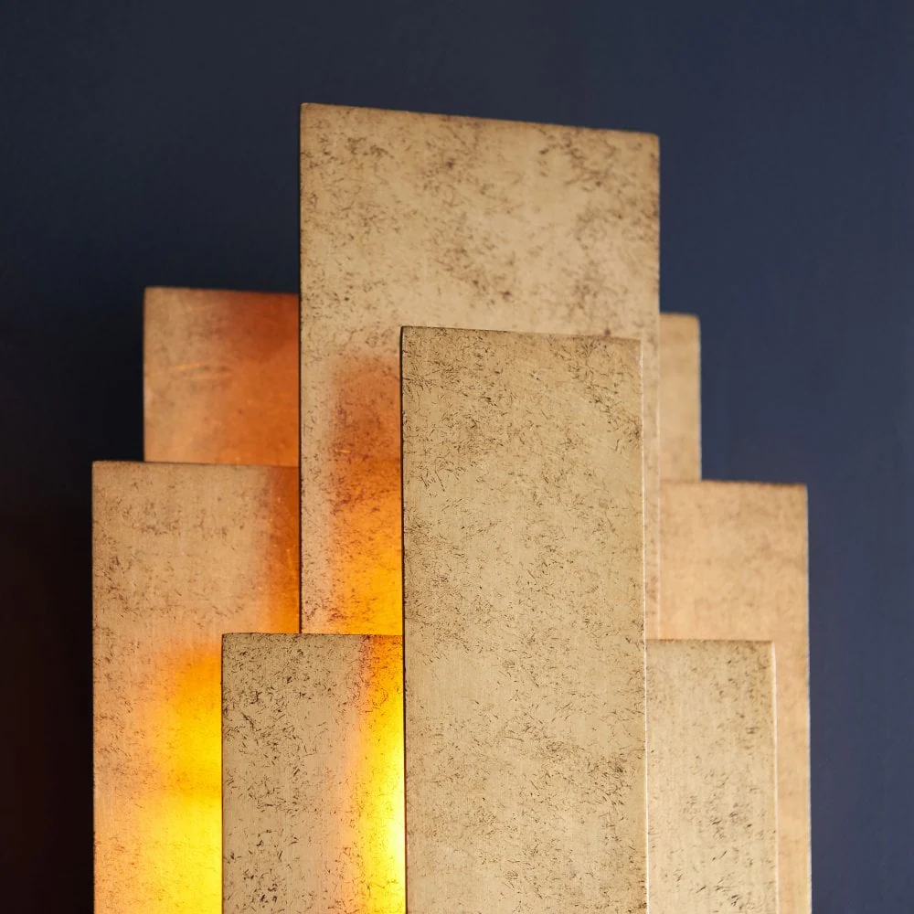 Aztec 2Lt Wall Light - Antique Gold Leaf/Antique Silver Leaf - Image 4